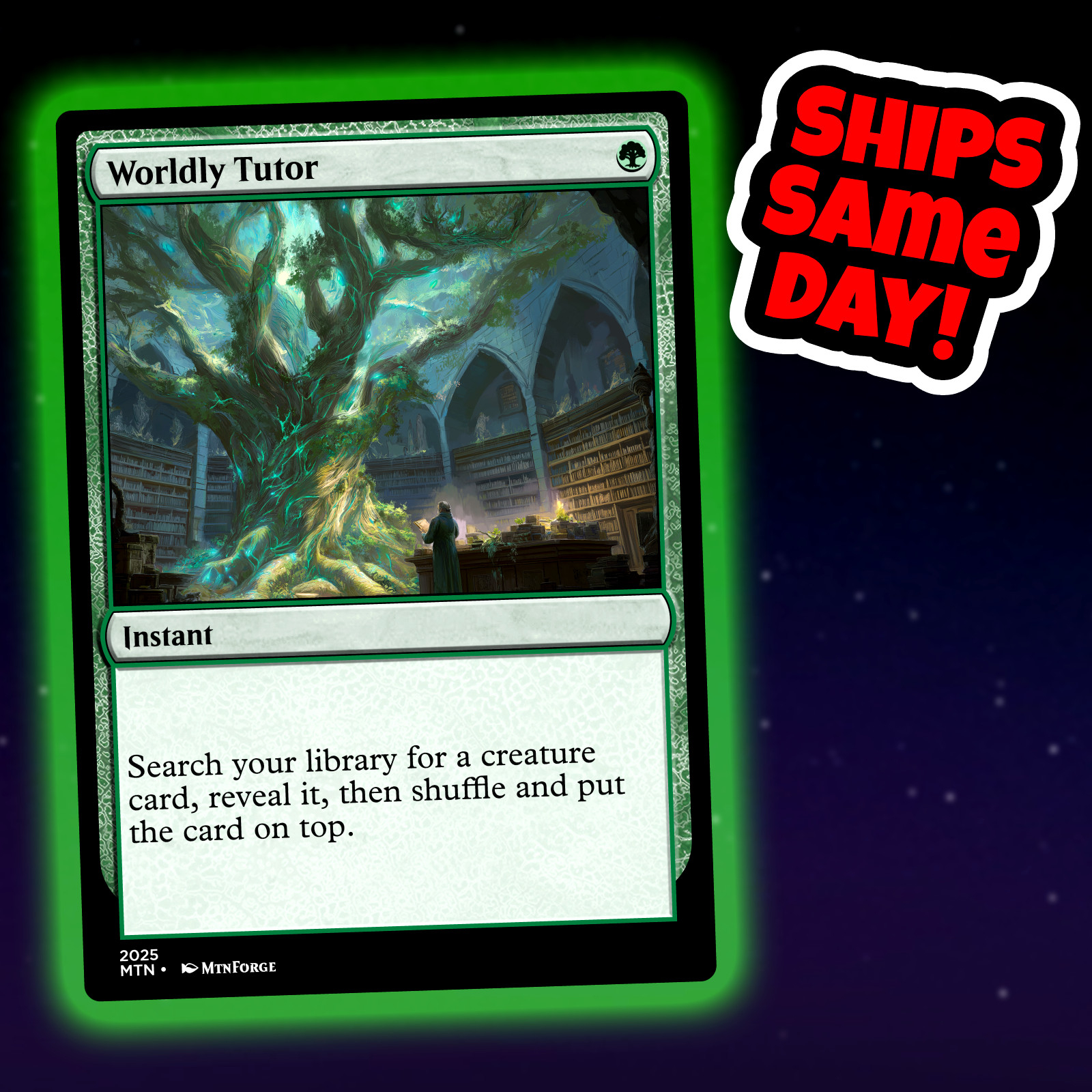 Worldly Tutor – Custom Art Magic: The Gathering Playtest Card – Commander EDH