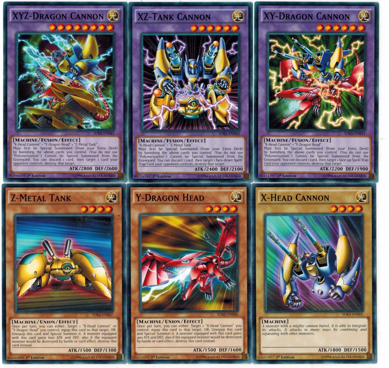 6 CARD XYZ, XZ + XY Fusion X Head Cannon Y Dragon + Z Metal Tank 1st Seto Yugioh