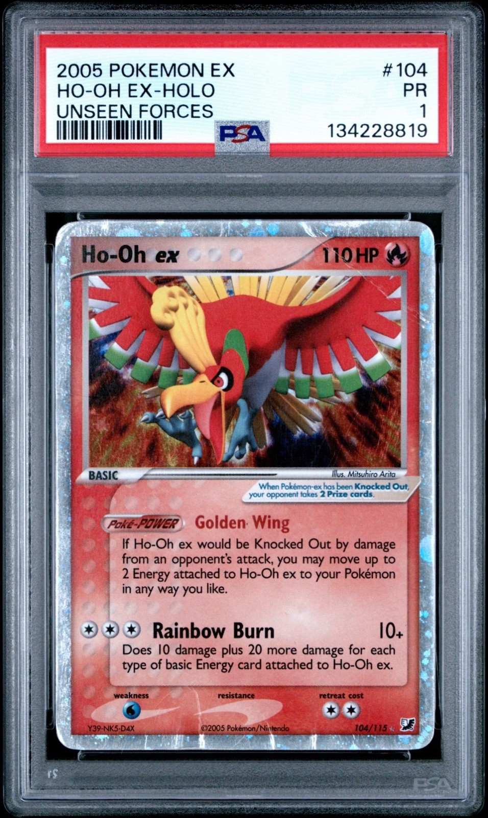POP 30! Ho-Oh ex #104/115 2005 EX Unseen Forces Holo Ultra Rare PSA 1