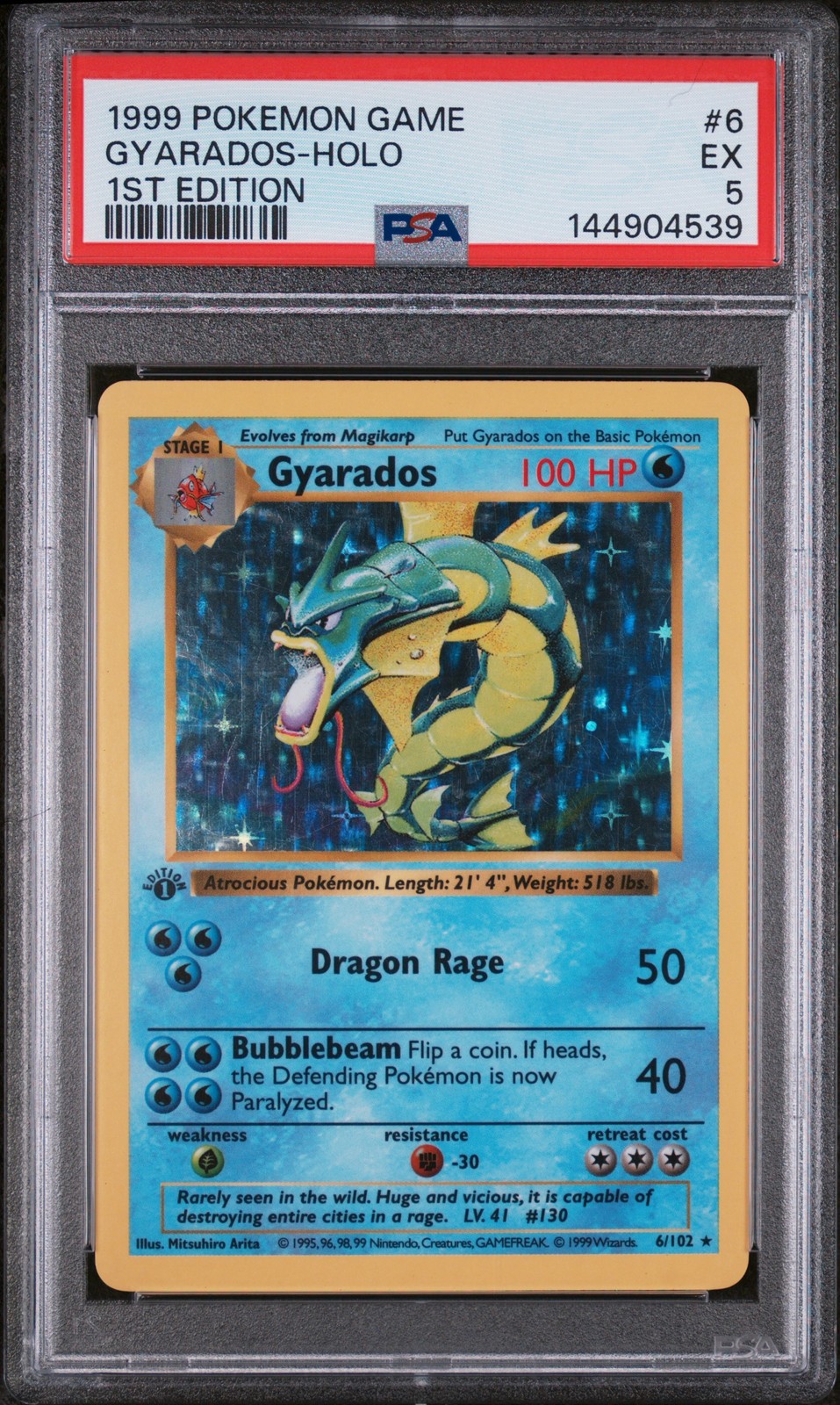 1999 POKEMON GAME 1ST EDITION #6 GYARADOS-HOLO PSA 5