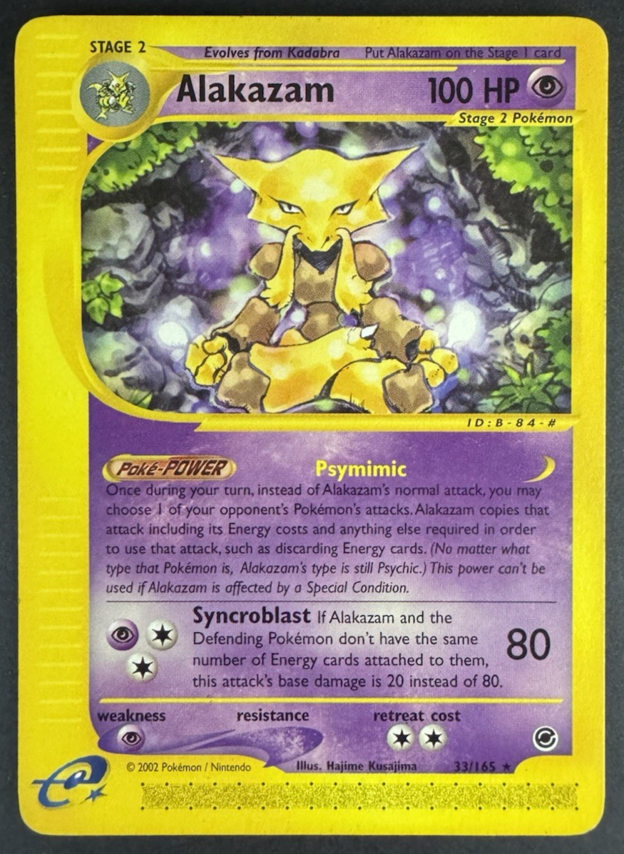Alakazam 33/165 Expedition Base Set Regular – Pokémon TCG LP – BLACK DOT ERROR!