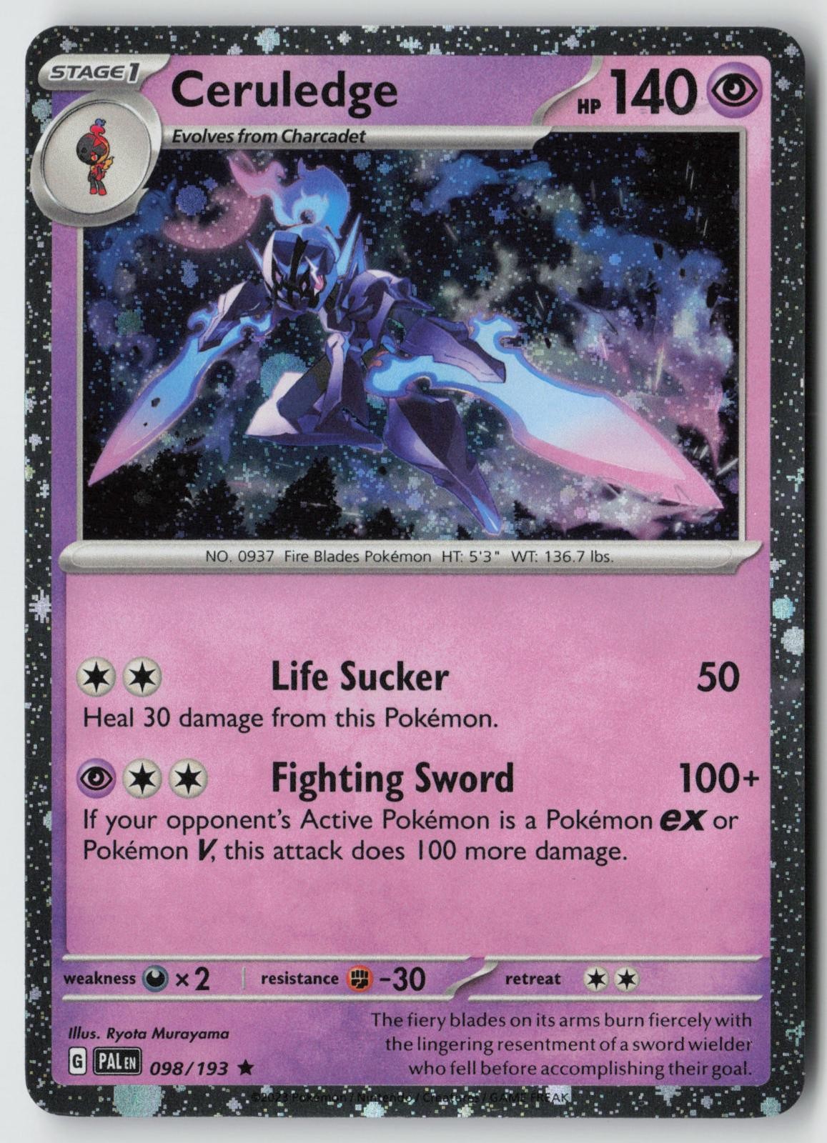 Ceruledge 098/193 Rare Paldea Evolved Pokemon Holo Cosmo Holo