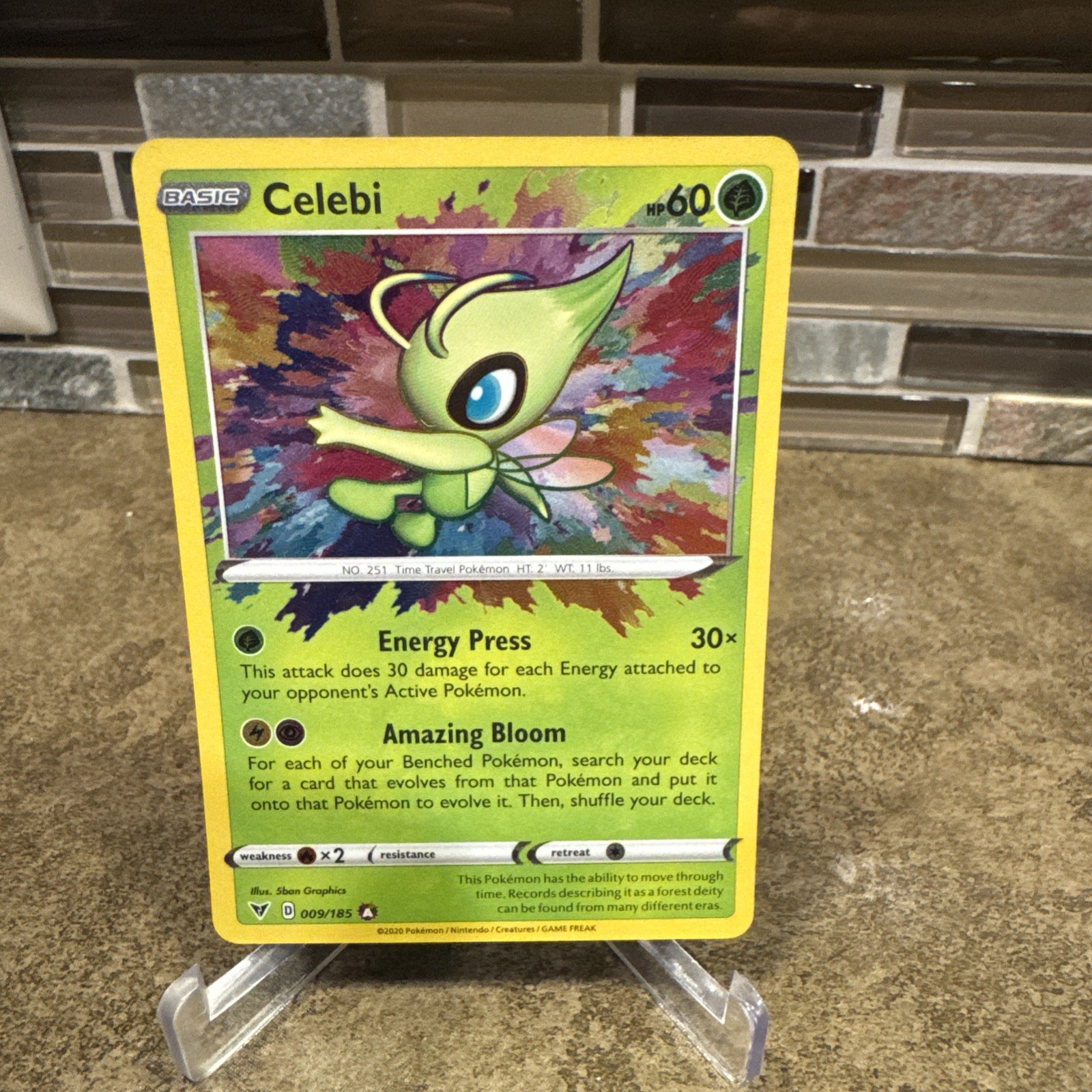 Pokemon Celebi 009/185 Amazing Rare Vivid Voltage Pokemon Holo Near Mint