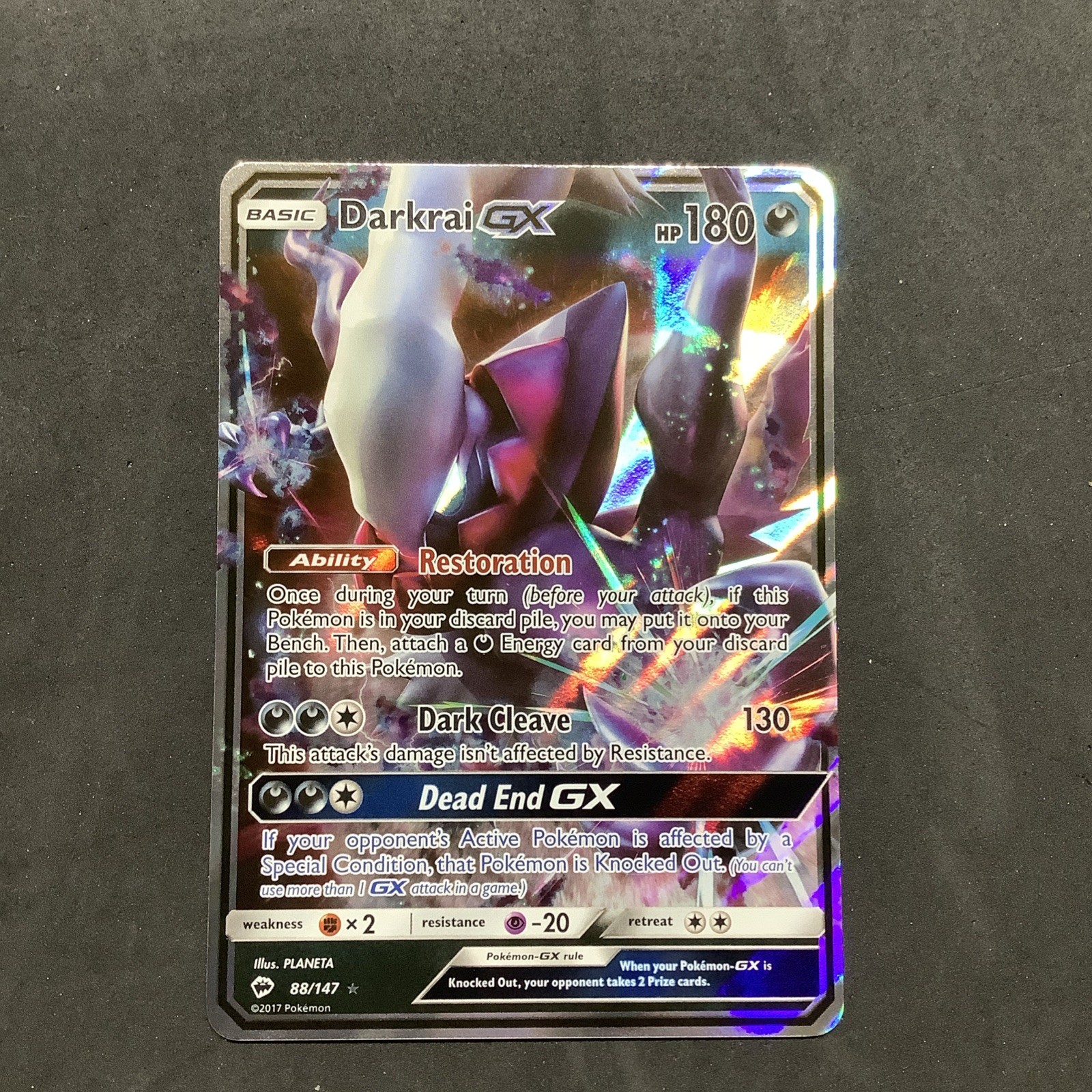 Darkrai GX 88/147 Full Art Holo Ultra Rare SM Burning Shadows 2017 Pokémon