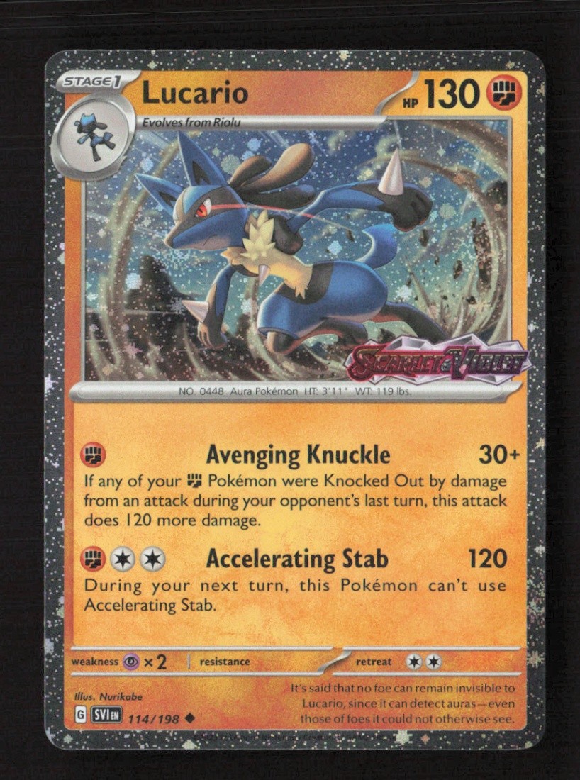 Lucario Scarlet & Violet Stamp Uncommon Holo 114/198 LP Pokémon TCG