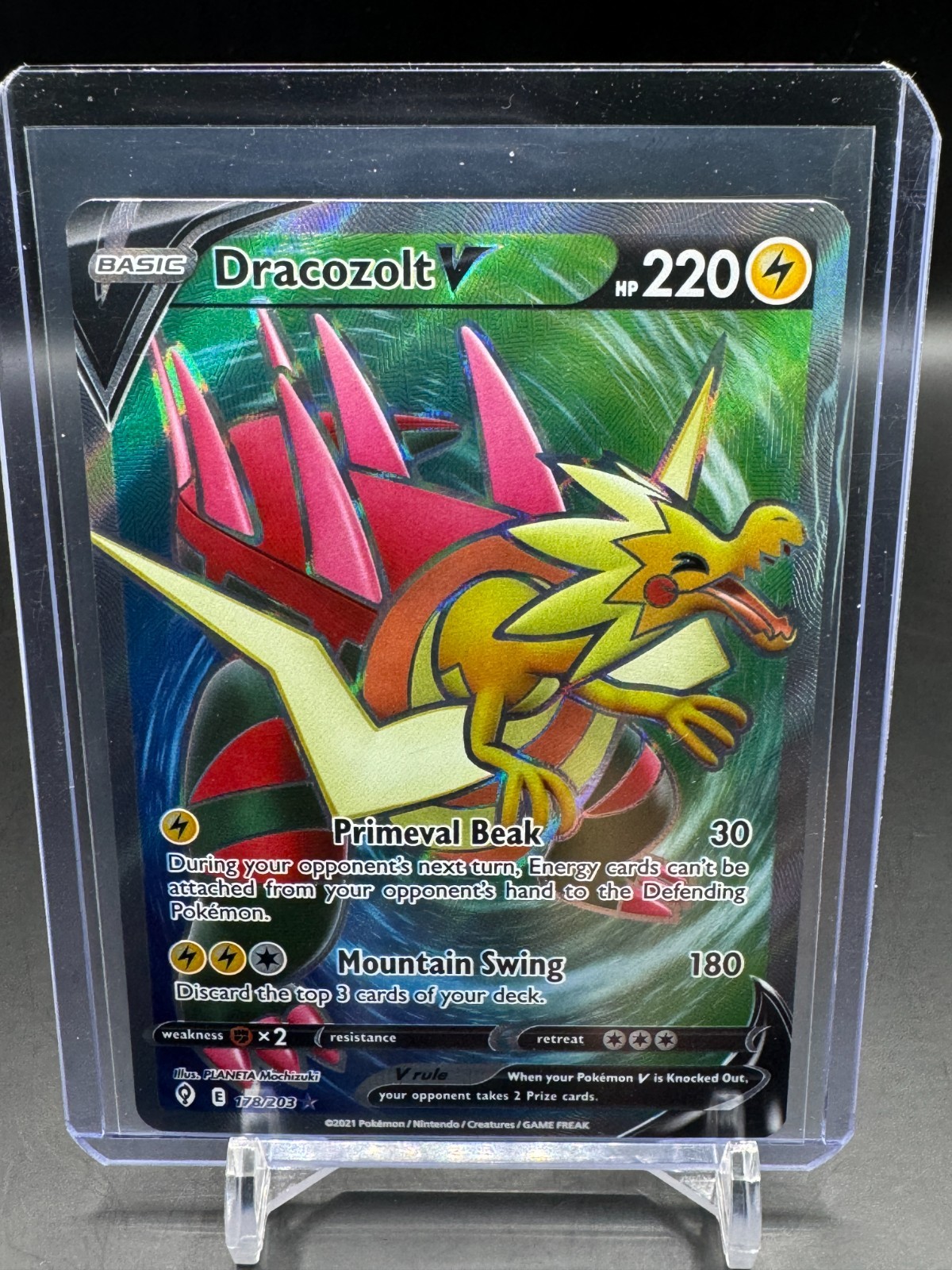 Pokemon TCG Dracozolt V (Full Art) 178/203 Swsh07: Evolving Skies Ultra Rare