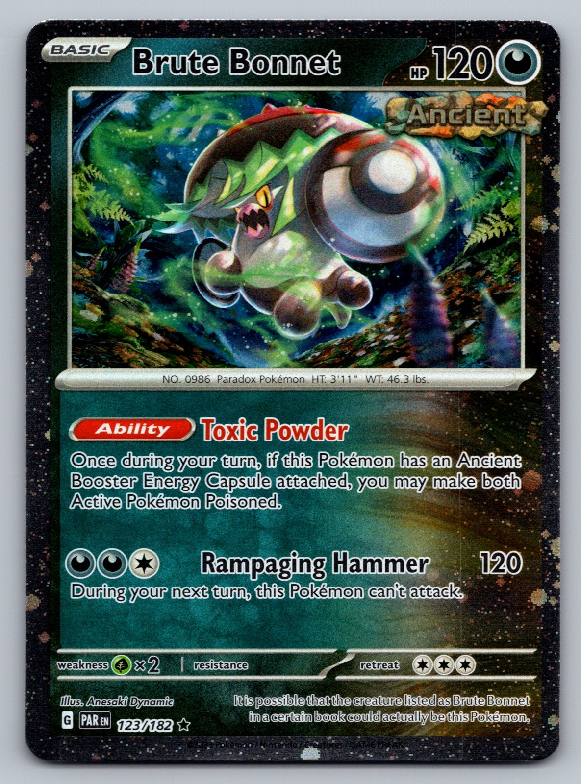Pokemon Brute Bonnet – (Cosmos Holo) Rare 123/182 NM