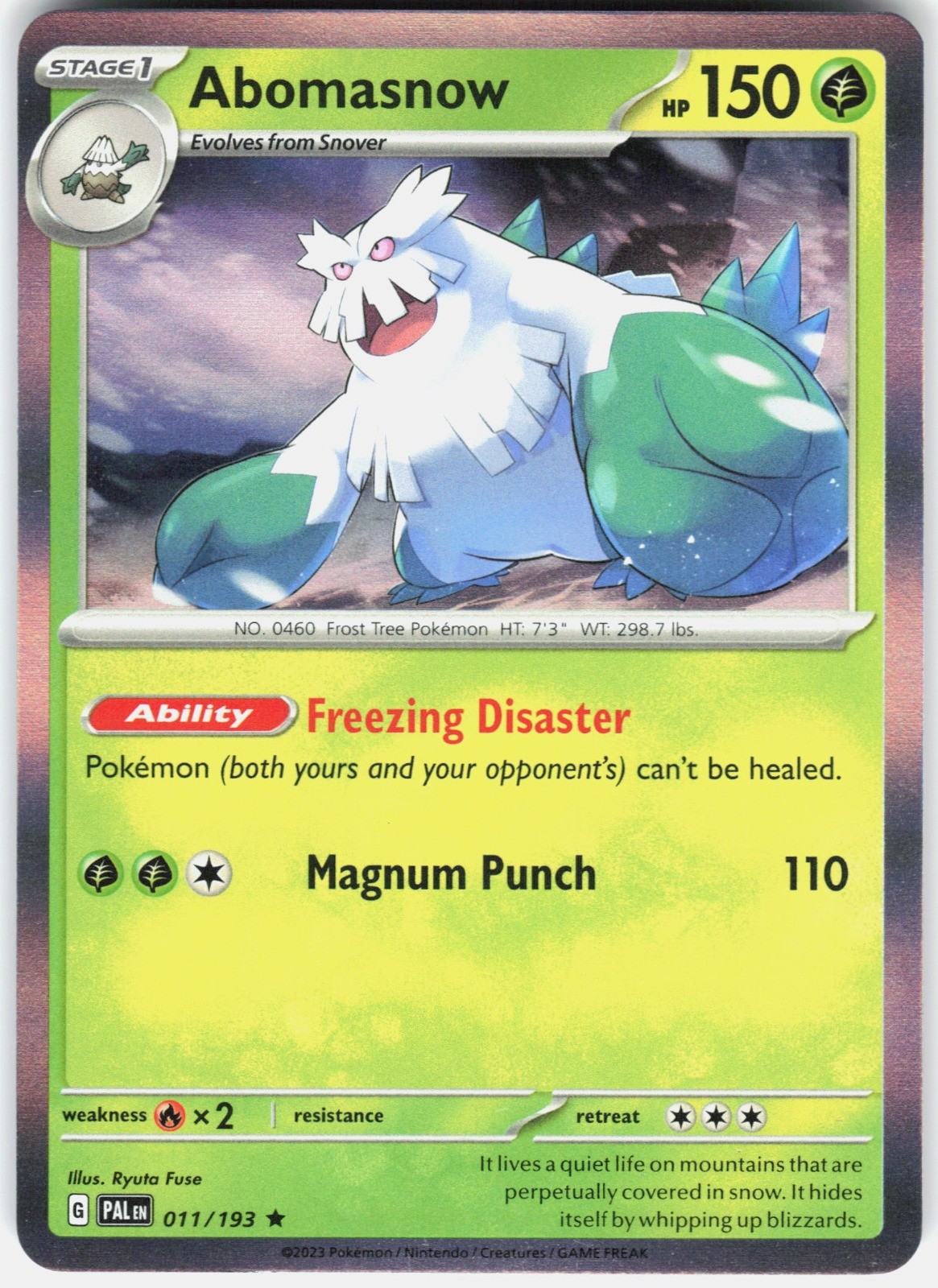 Abomasnow Holo SV02: Paldea Evolved 011/193 NM Ryuta Fuse