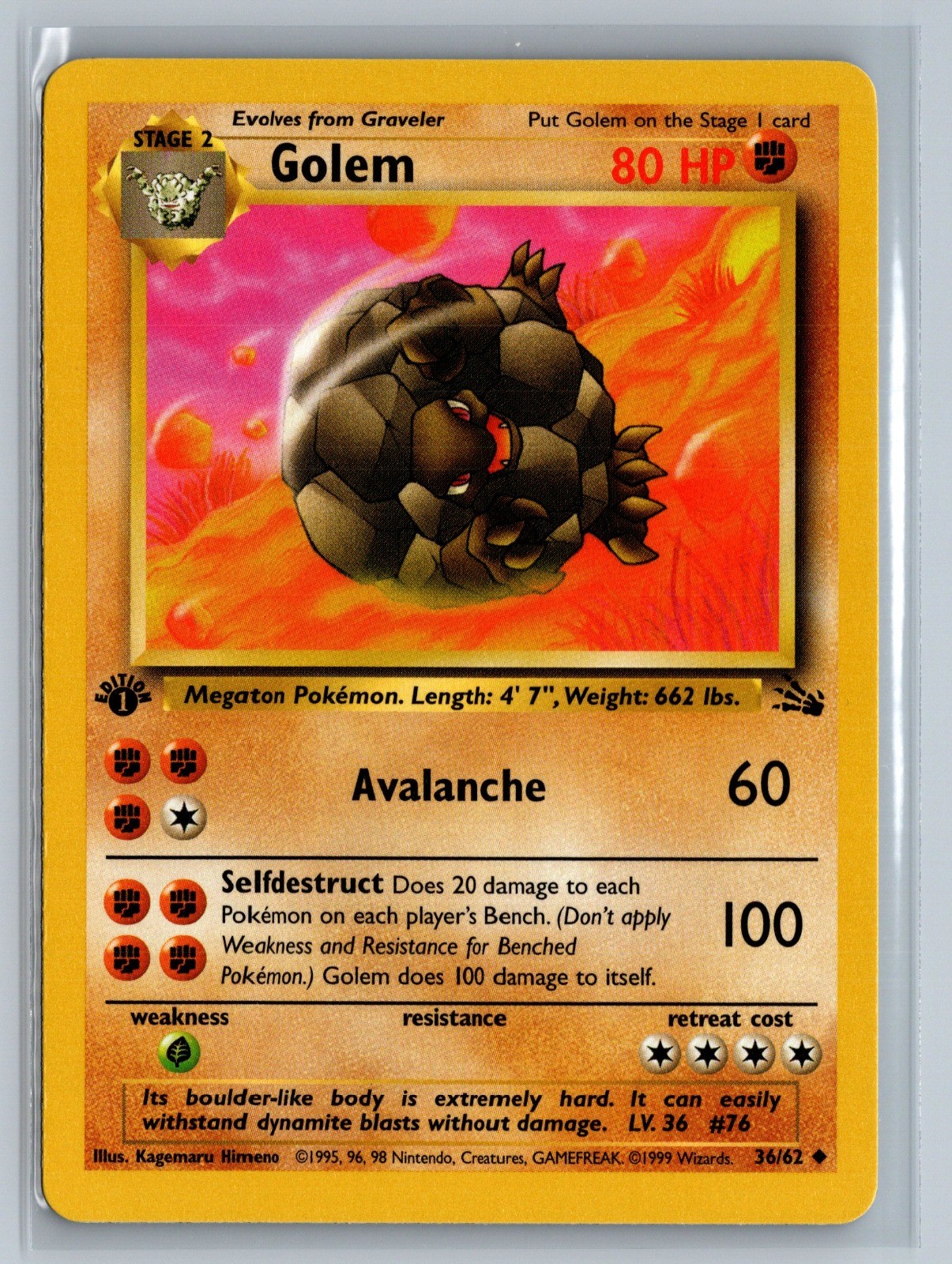 Golem Uncommon 1st Edition Fossil Fighting 36/62