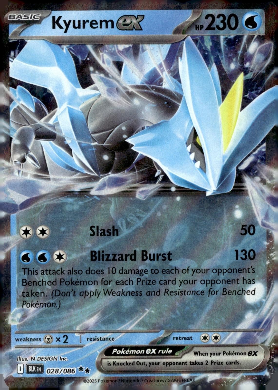 Kyurem ex 028/086 Holo Double Rare Black Bolt Pokemon NM/M