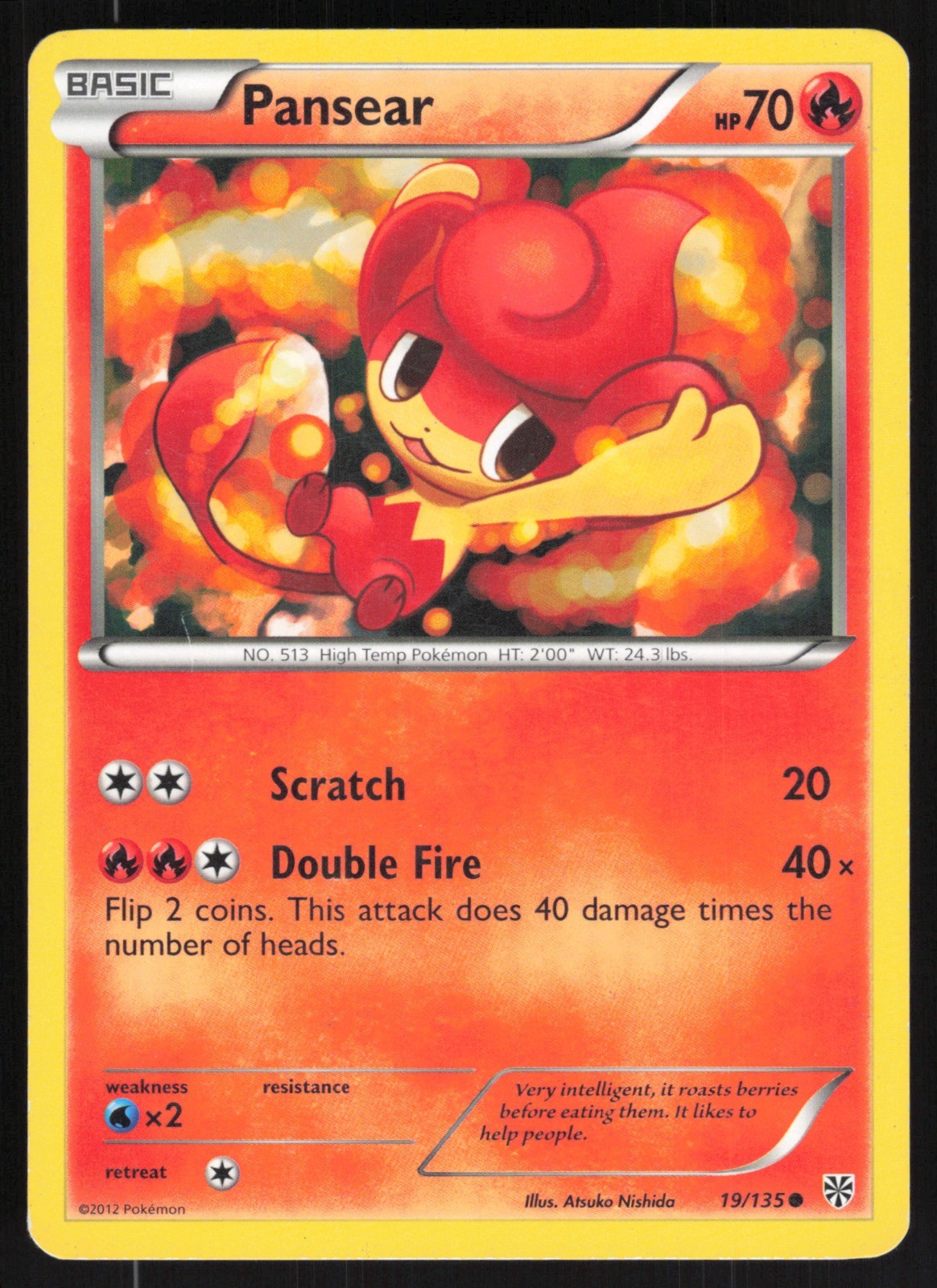 Pansear 19/135 LP Plasma Storm Pokemon Card