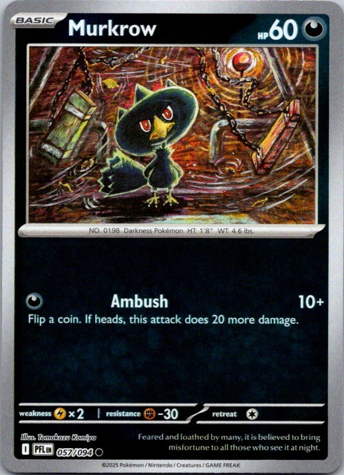 Murkrow 057/094 Common Phantasmal Flames Pokemon Reverse Holo Near Mint
