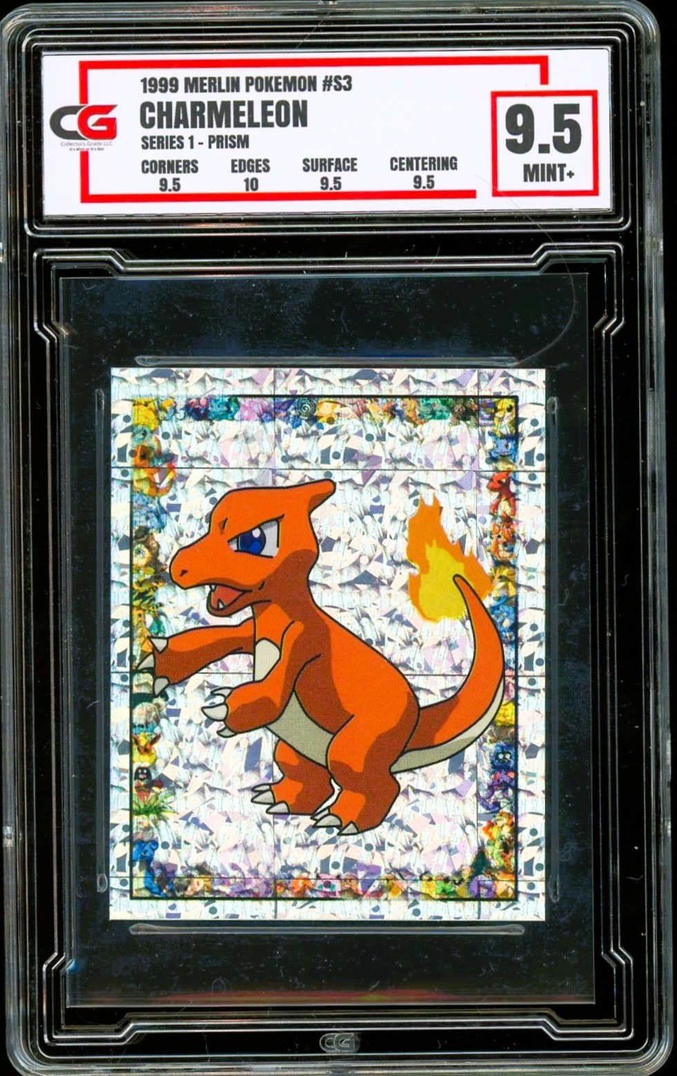 1999 Merlin Pokemon Sticker ~ SPARKLE HOLO #S3 ~ Charmeleon ~ CG 9.5 MINT +