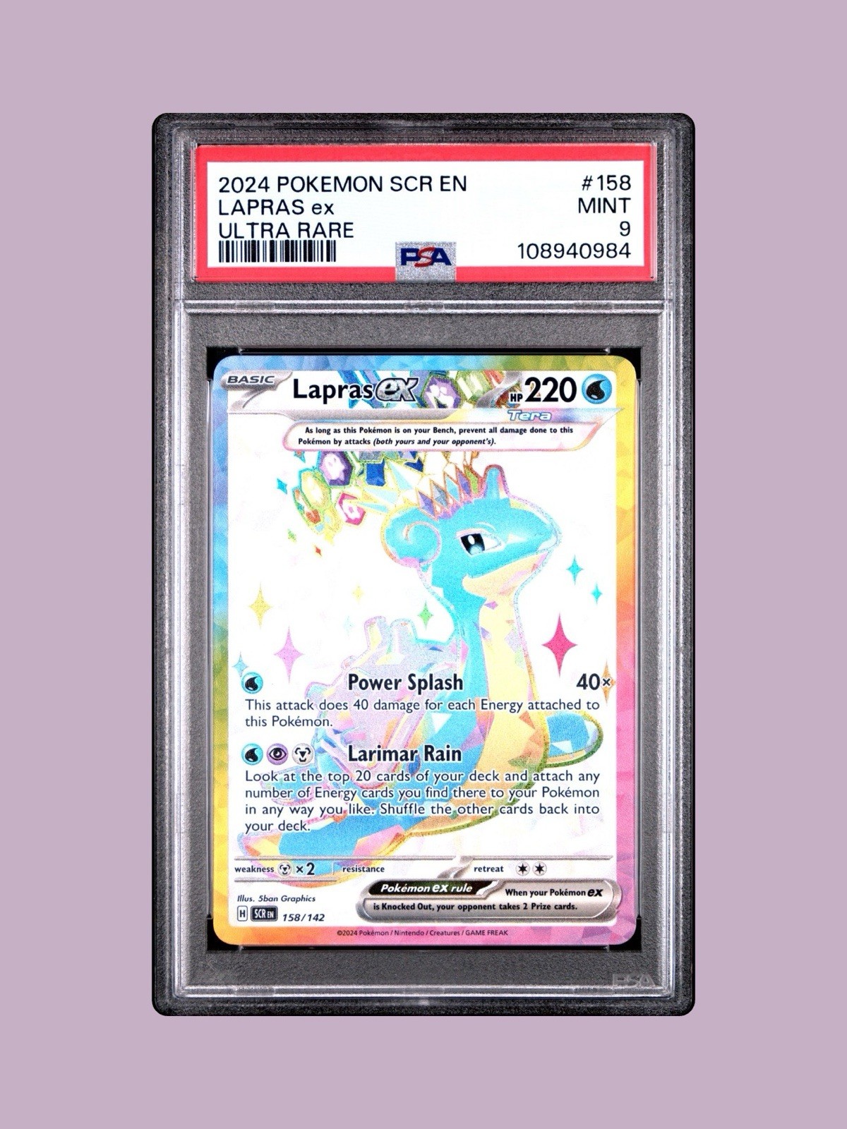 2024 POKEMON SCR EN-STELLAR CROWN ULTRA RARE #158 LAPRAS EX PSA 9 💥
