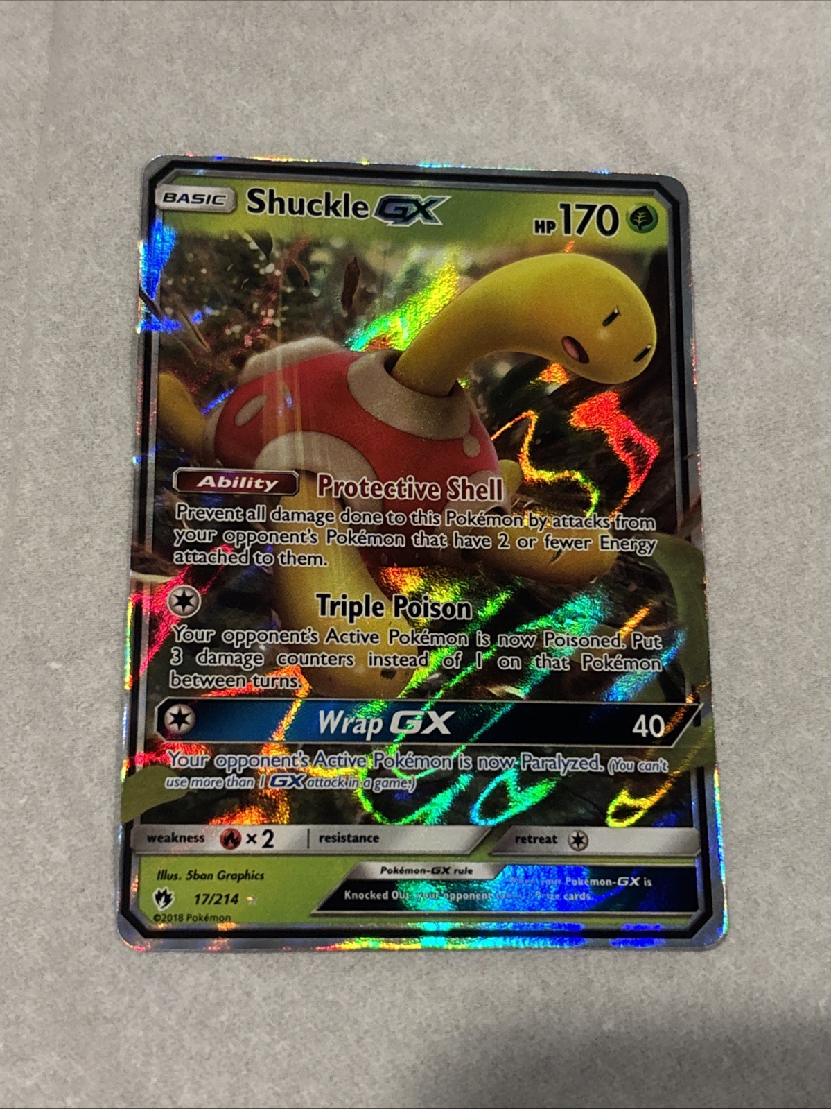 Shuckle GX 17/214 Holo GX Rare Lost Thunder Pokemon Near Mint