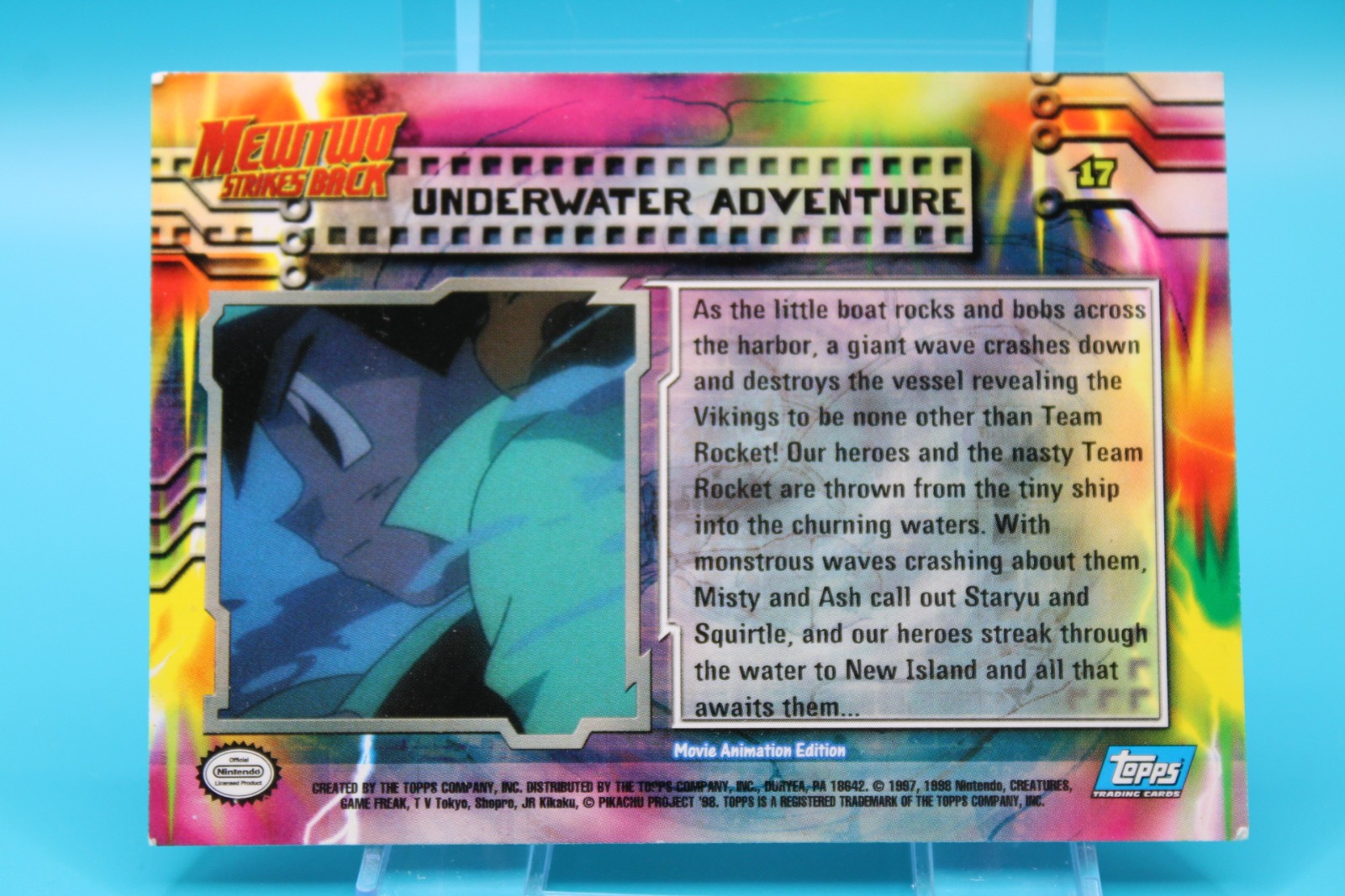 Pokemon TCG MewTwo Strikes Back #17 Underwater Adventure 1999 Topps Blue Logo