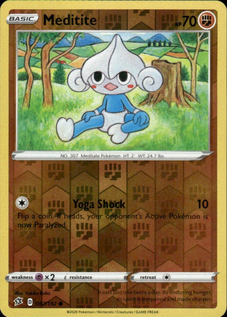 MEDITITE 097/192 REBEL CLASH COMMON REVERSE HOLO POKEMON