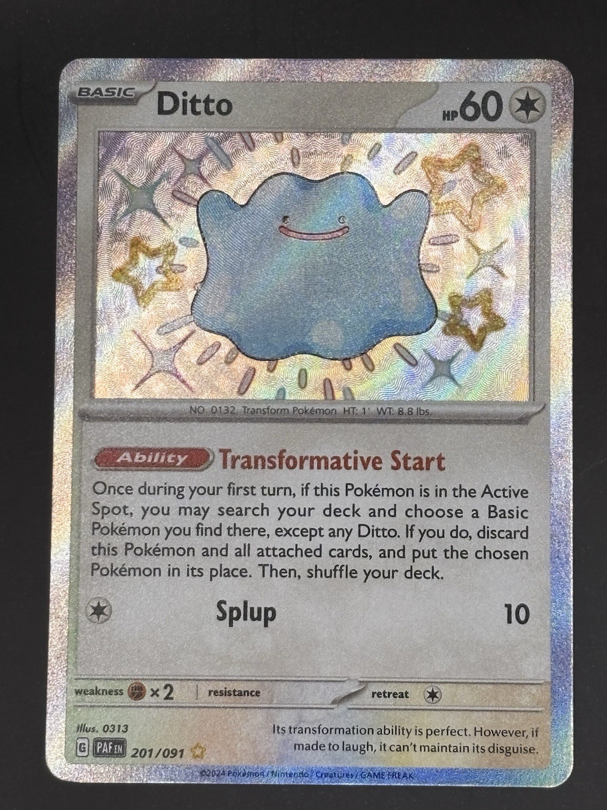 Ditto 201/091 Paldean Fates Shiny Rare Holo