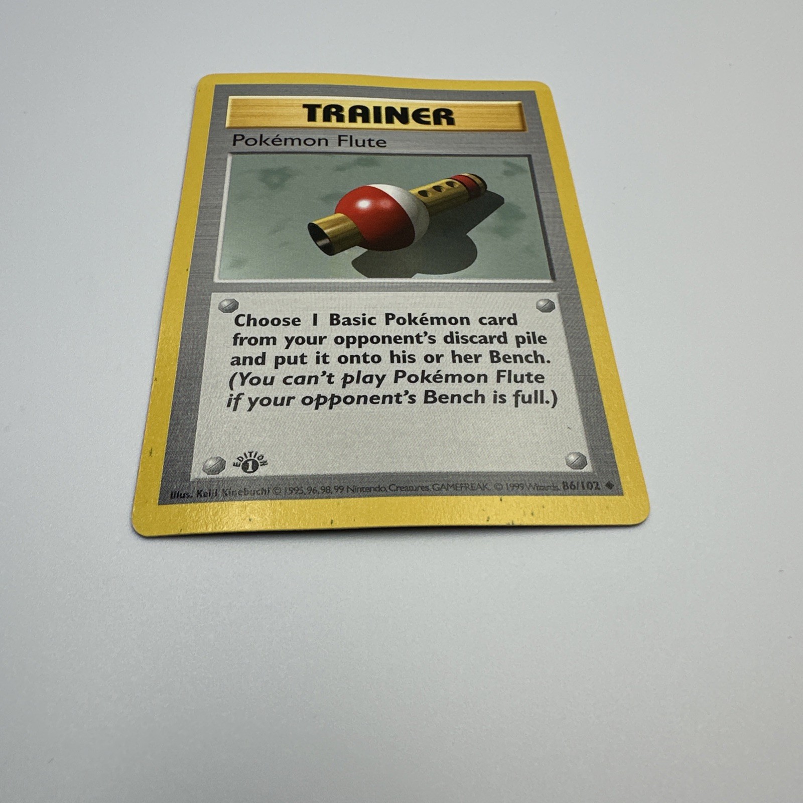 1999 Pokémon Flute Trainer 1st Edition Base Set Shadowless 86/102 Uncommon