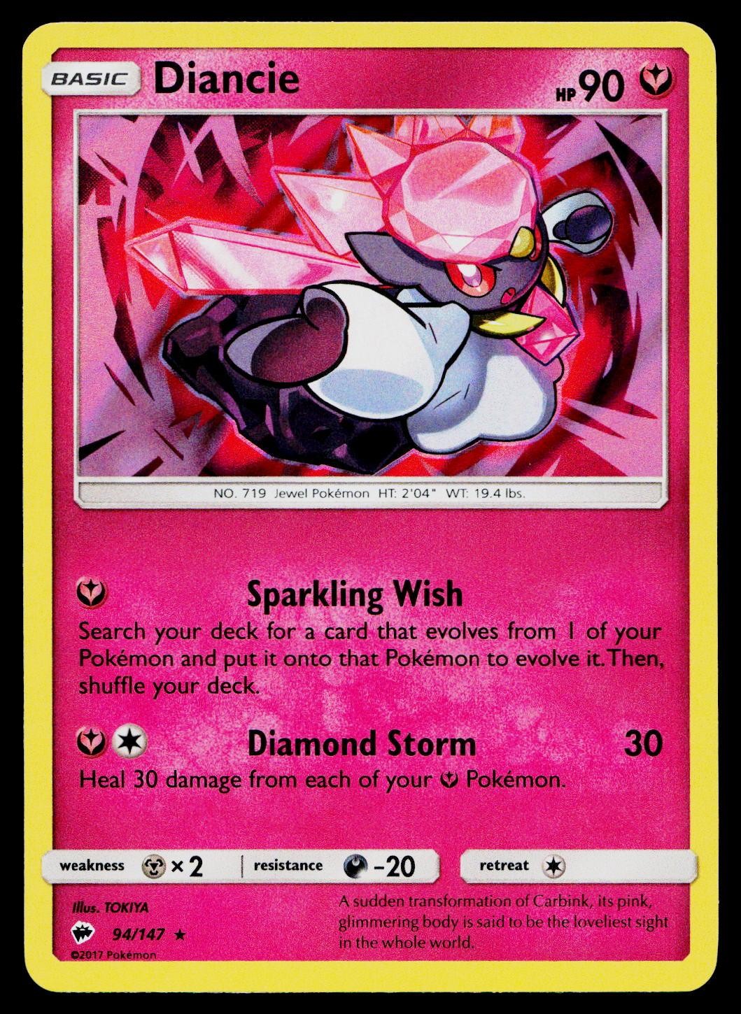 Diancie 94/147 Holo Burning Shadows Rare Moderately Played