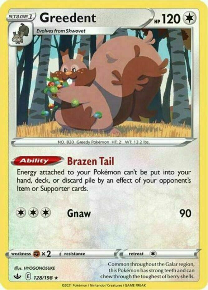 Pokemon – Greedent – 128/198 – Holo Rare – Chilling Reign – NM/M – NEW