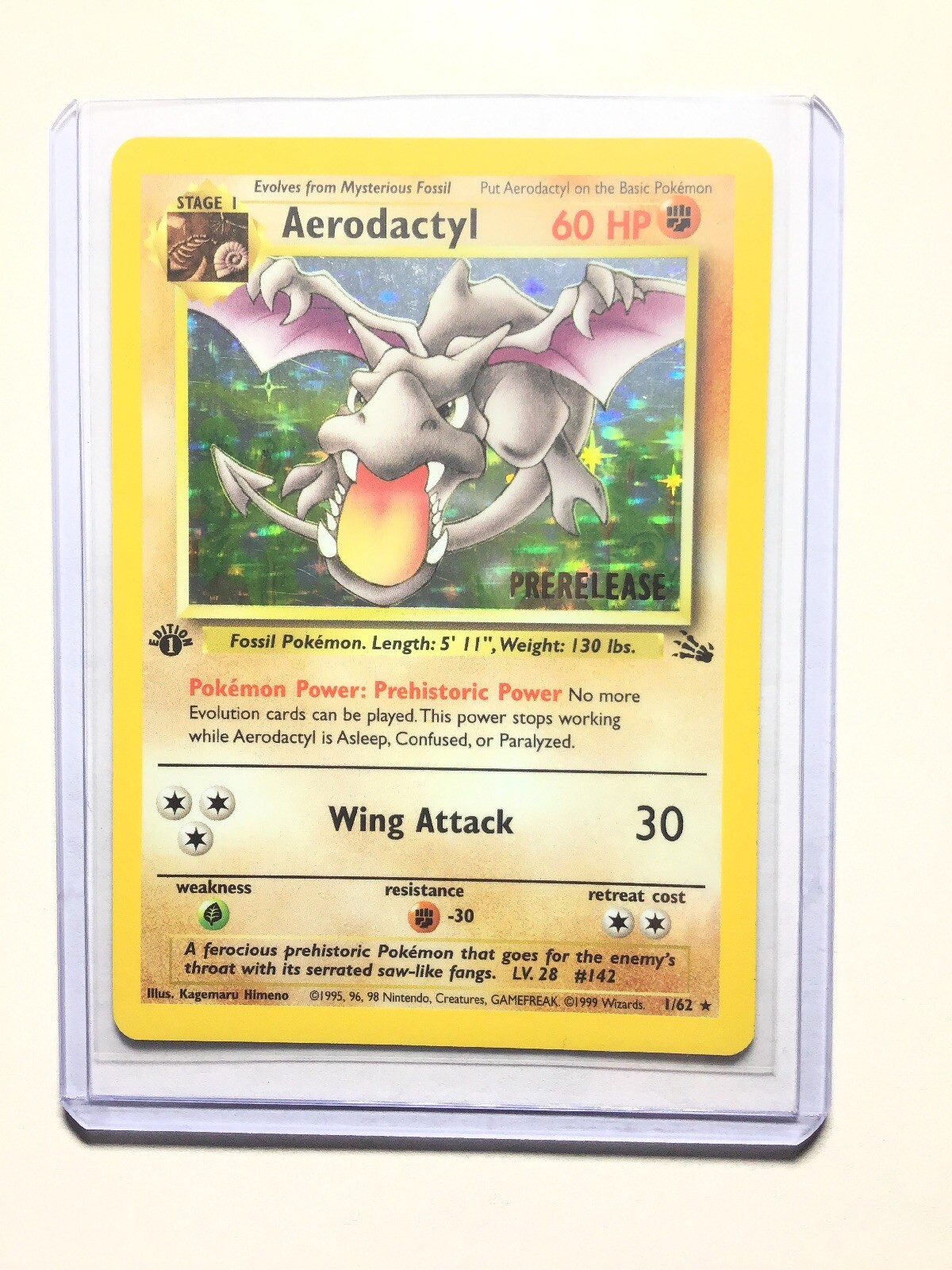 AERODACTYL 1/62 1st Edition GOLD STAMP Prerelease NEAR MINT Promo Pokemon Card