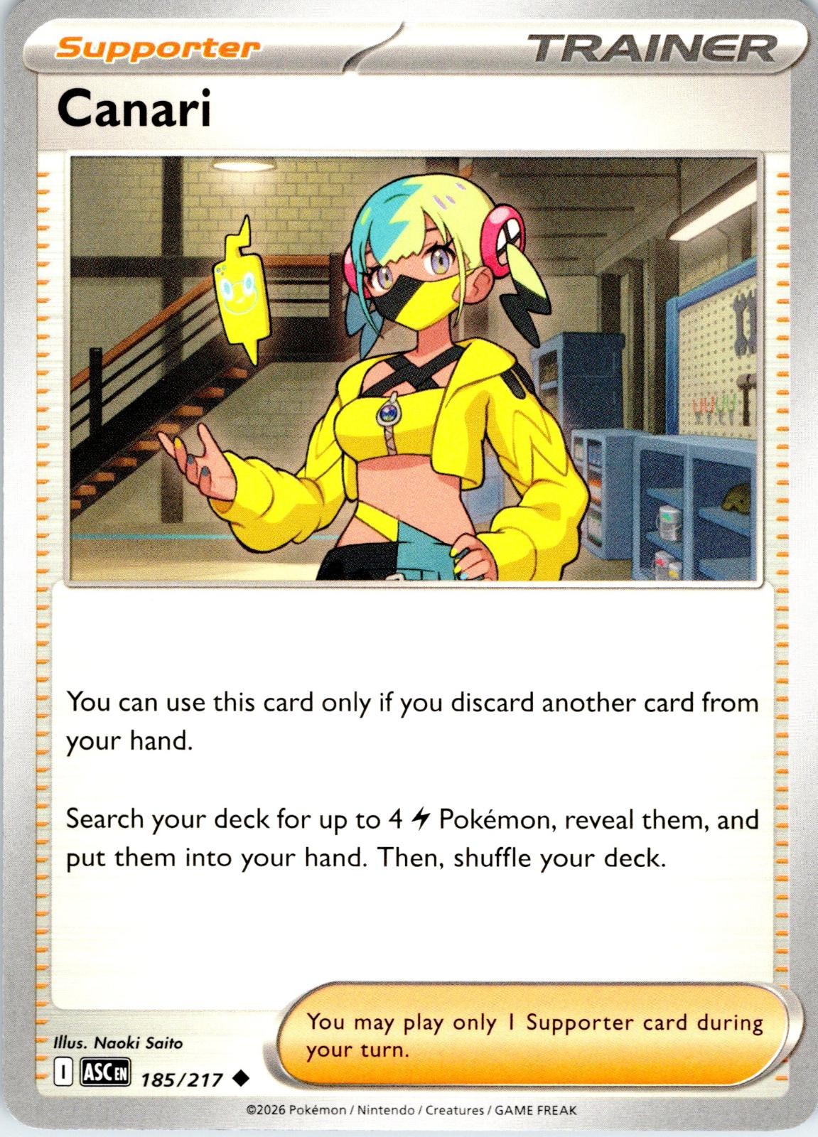 Canari 185/217 Uncommon Ascended Heroes Pokemon Near Mint
