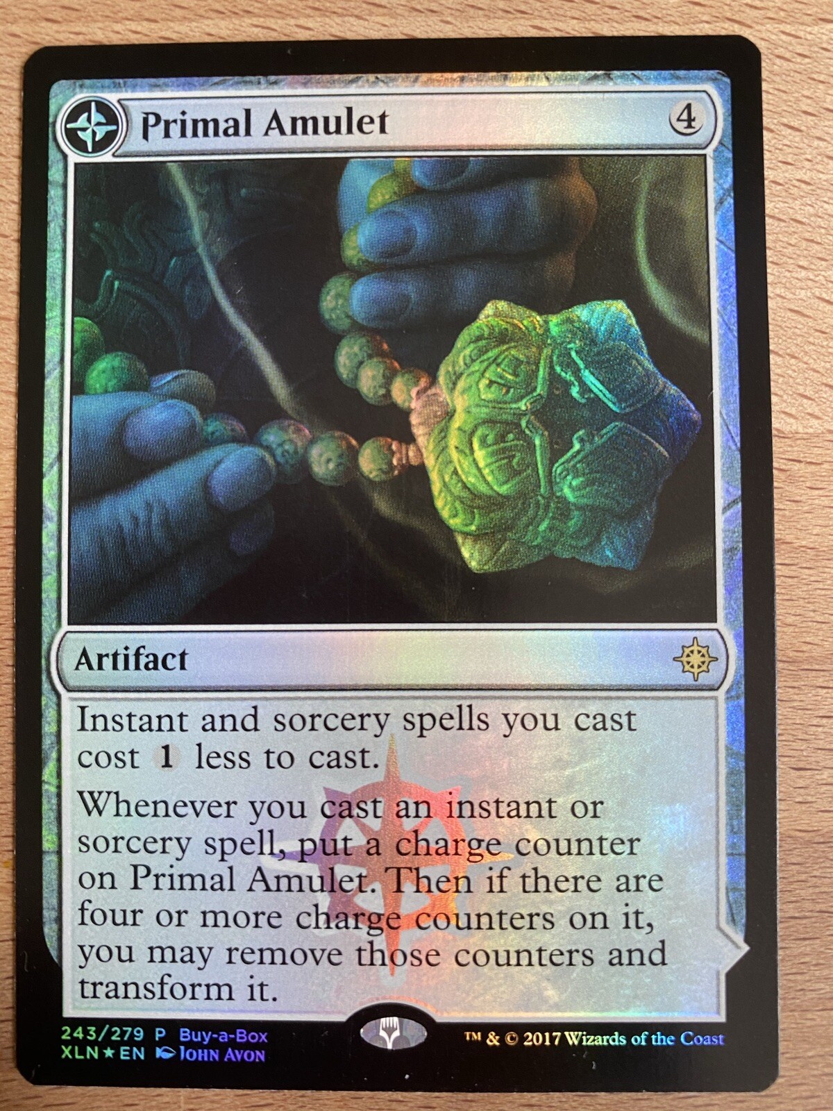 Magic the Gathering Primal Amulet Ixalan Buy-A-Box Promo Alt-Art Foil Near Mint