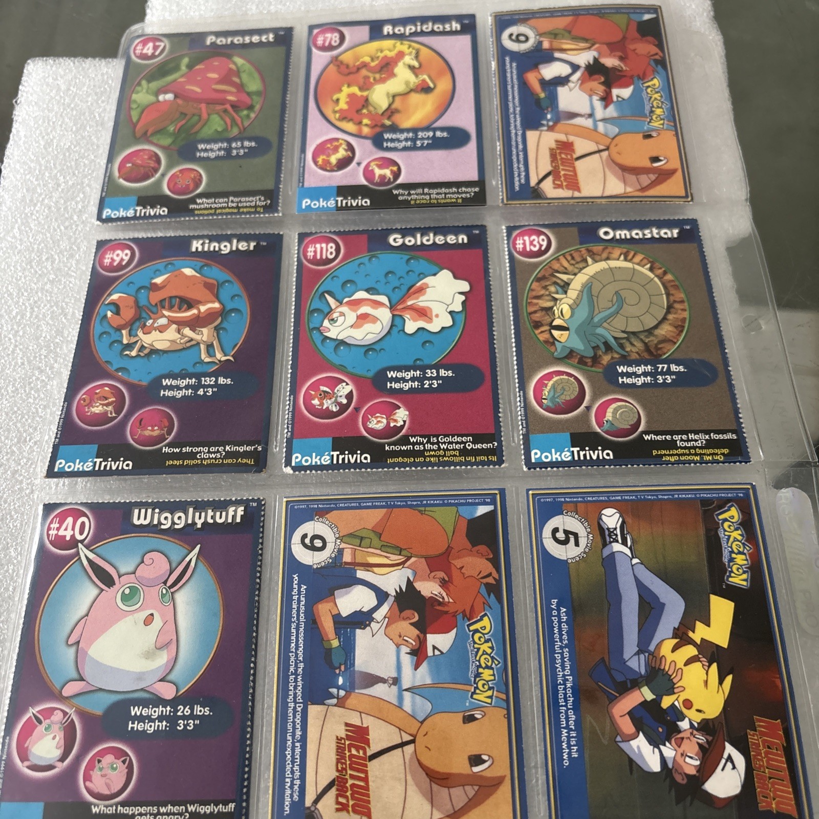 18 Vintage 1999 Pokemon Cards – Burger King PokeTrivia + Topps First Movie