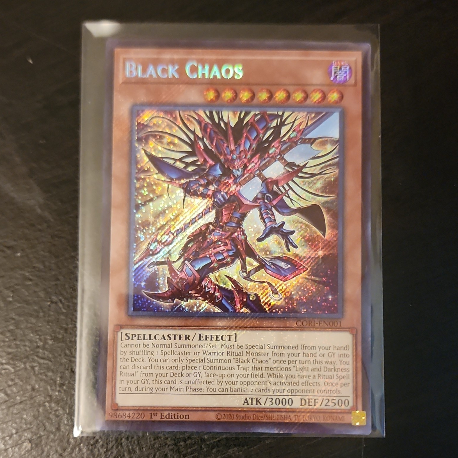 Konami Black Chaos CORI-EN001 Chaos Origins Secret Rare Holo 1st Eng 3000/2500