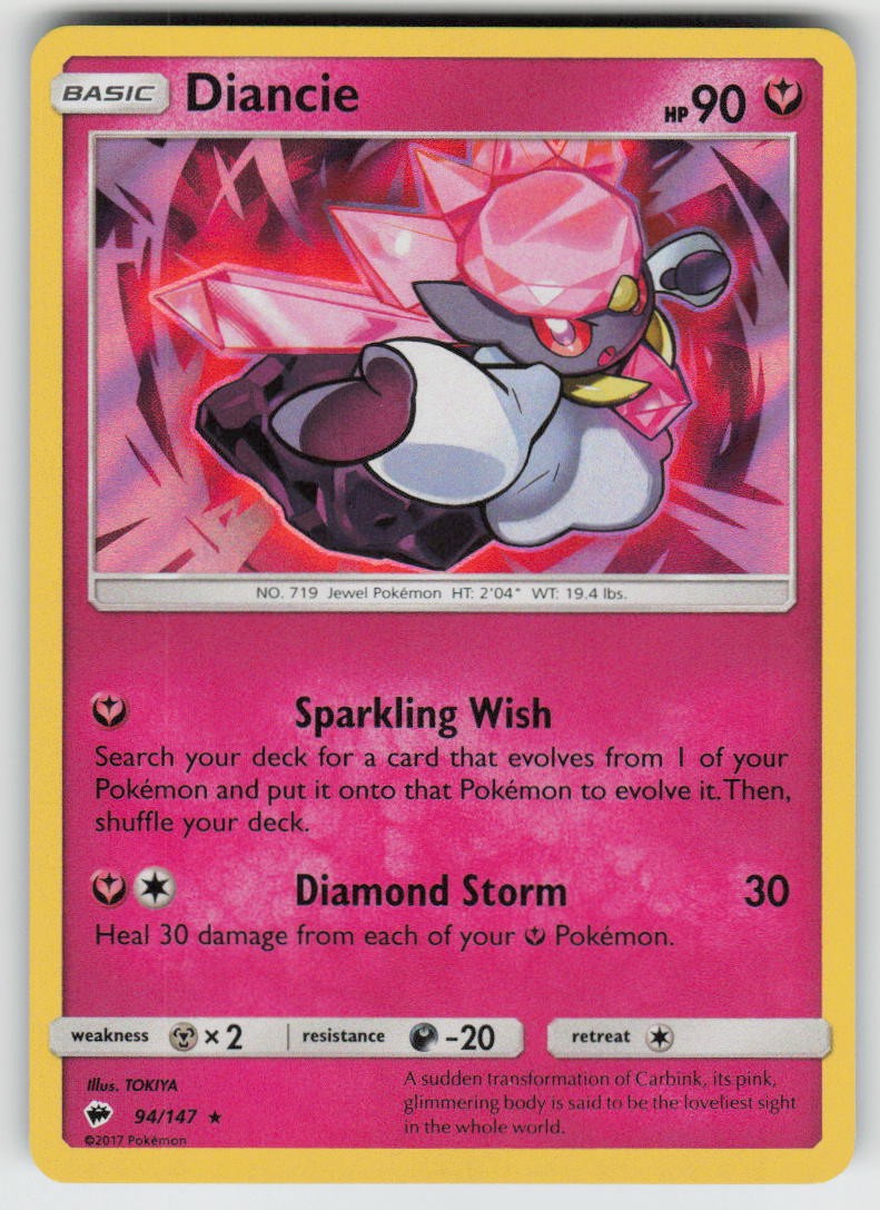Holo Diancie 94/147 Rare Burning Shadows Near Mint