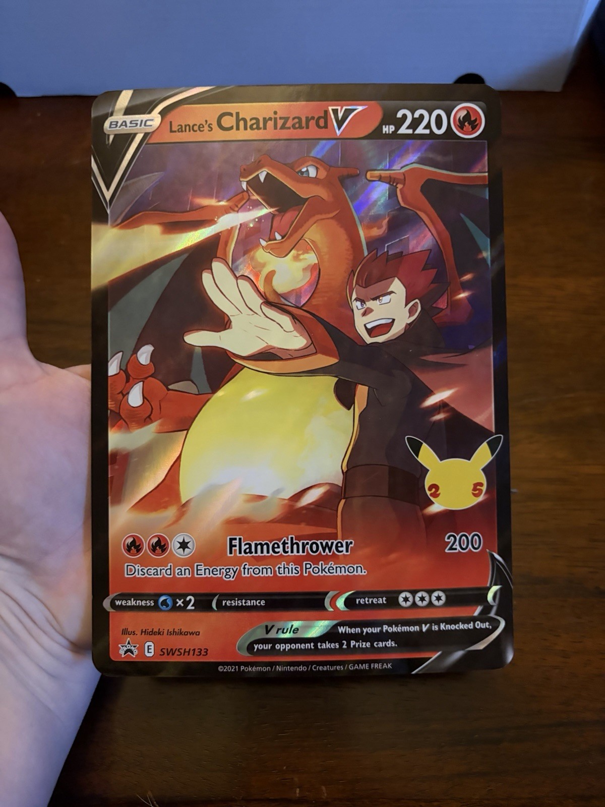 Pokemon Lance’s Charizard V SWSH133 Promo Holo Jumbo