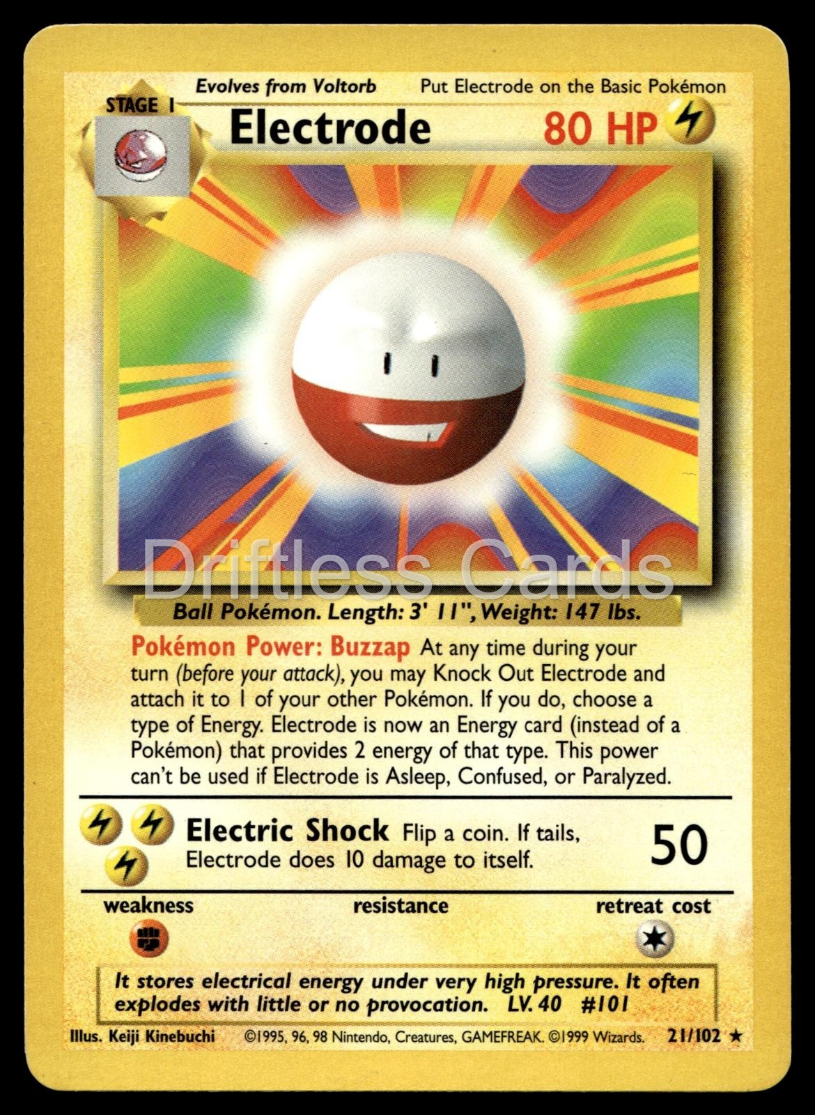 Electrode 21/102 Rare Base Set Unlimited Pokemon LP