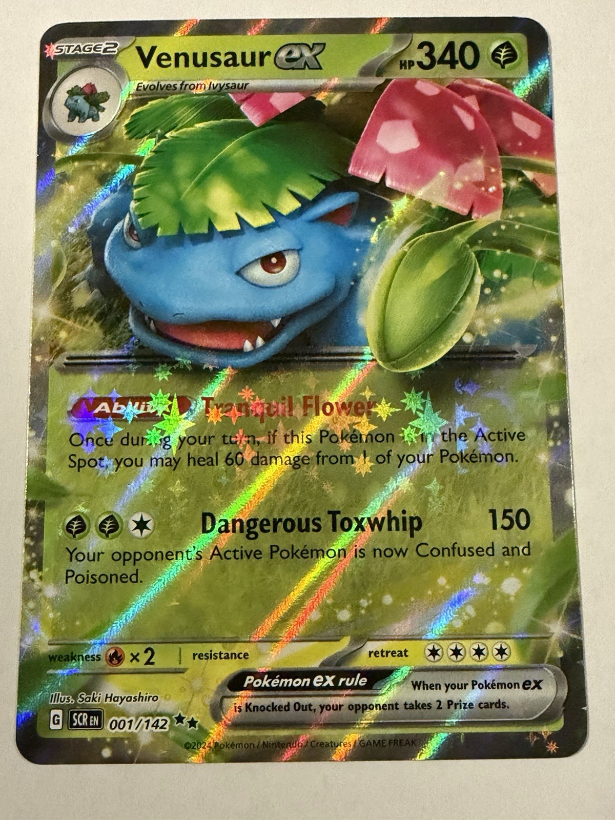 Venusaur ex 001/142 SV07: Stellar Crown Double Rare Holo Pokémon TCG