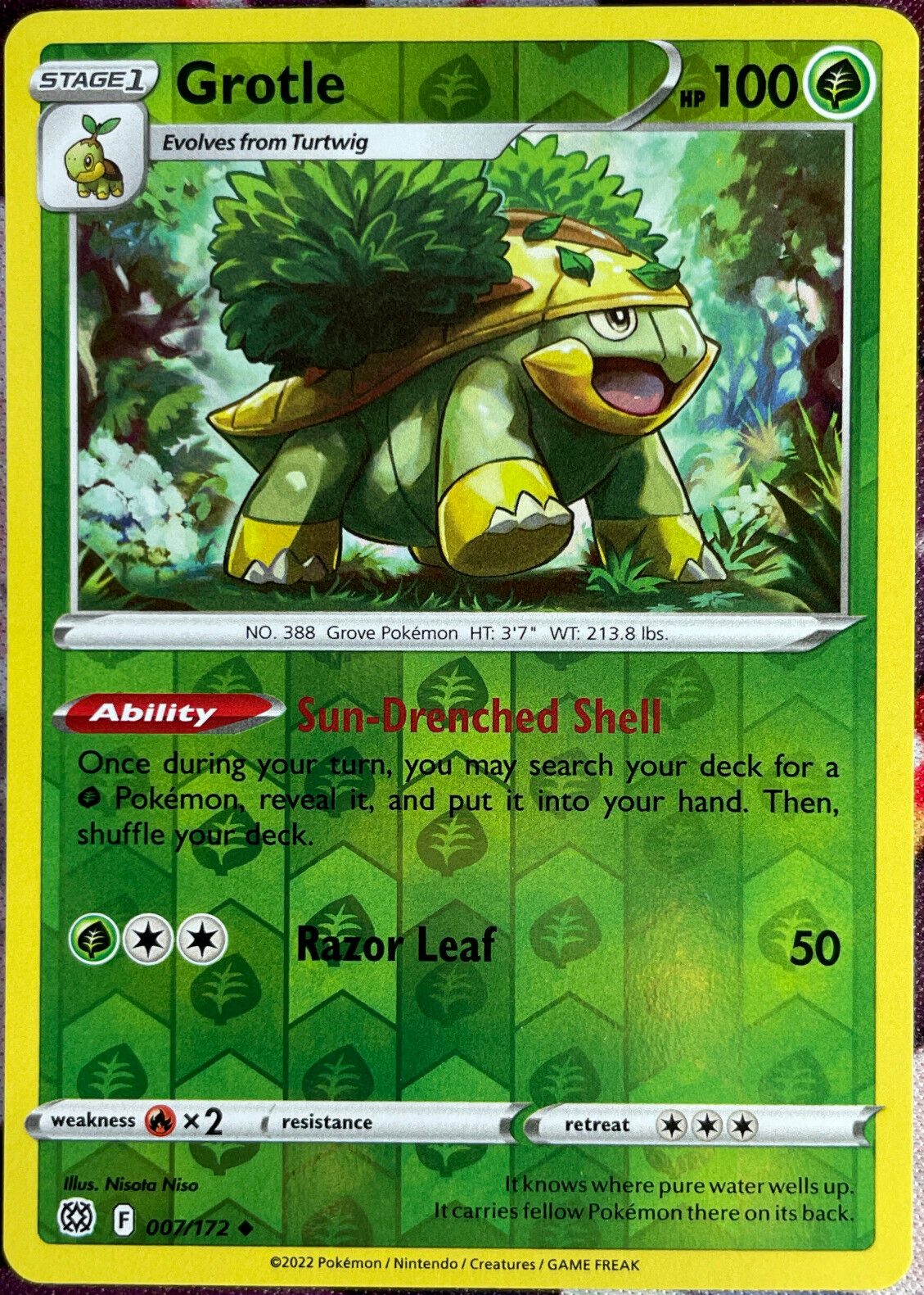 Pokemon – Grotle – 007/172 – Reverse Holo – Brilliant Stars – NM/M