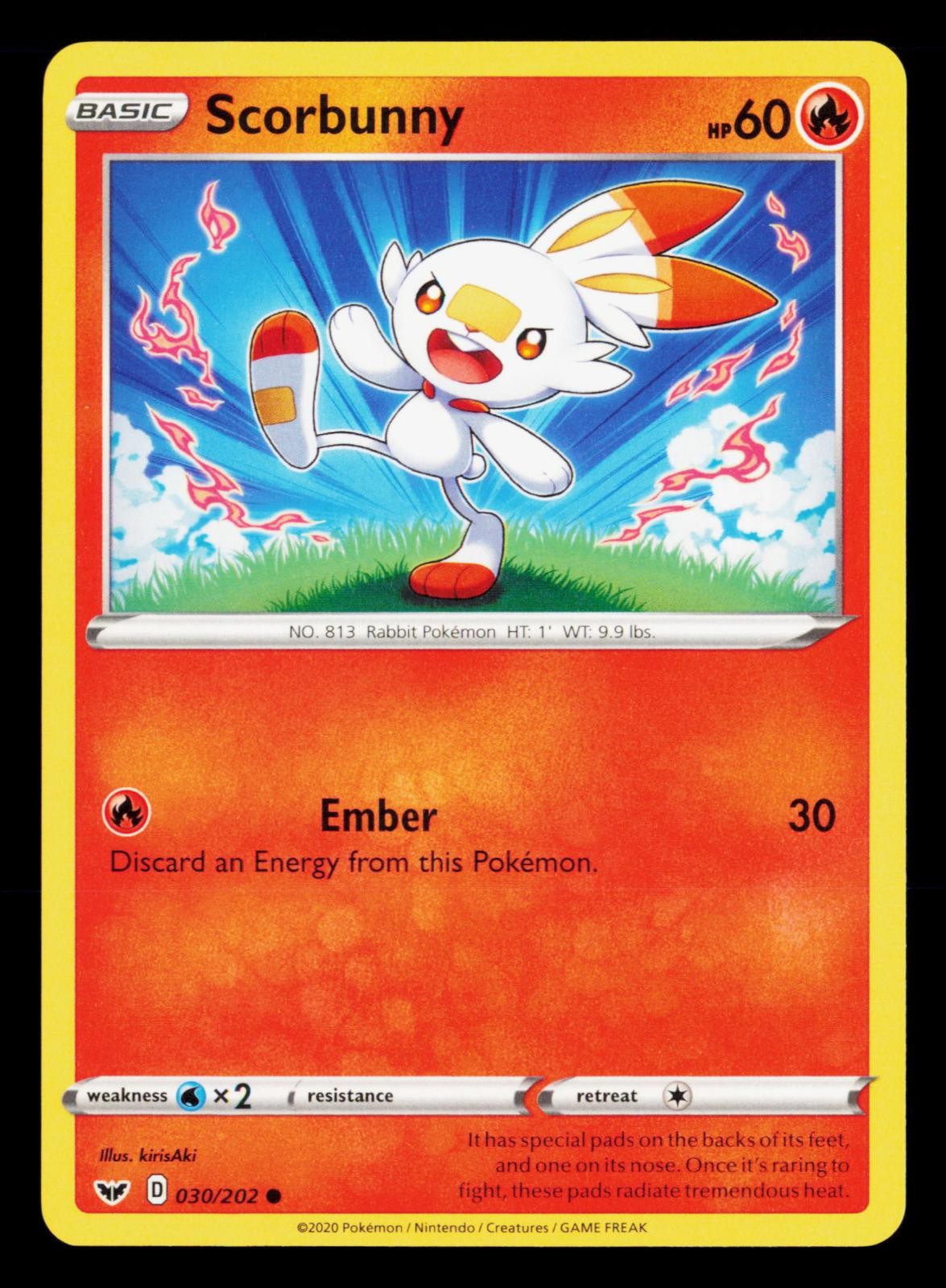 Scorbunny 030/202 Common Sword & Shield Pokemon Near Mint