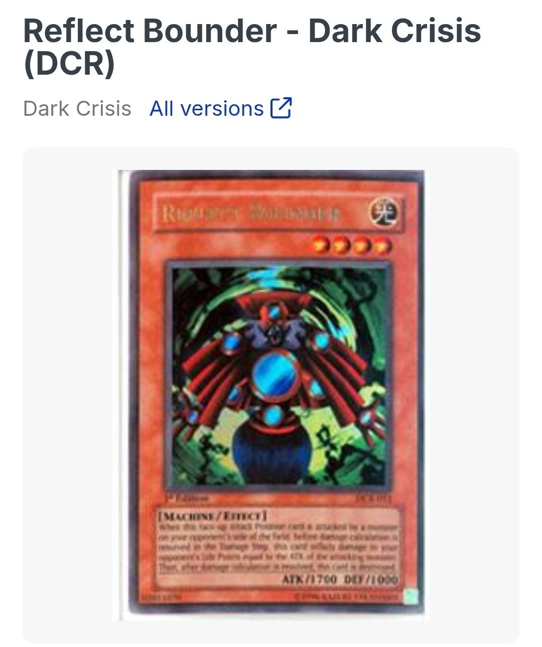 Reflect Bounder DCR-012 Dark Crisis Unlimited