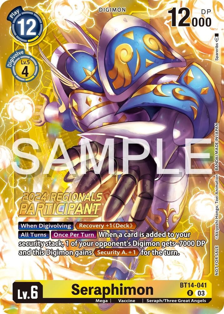 Digimon Card Game Seraphimon (2024 Regionals Participant) BT14-041 R
