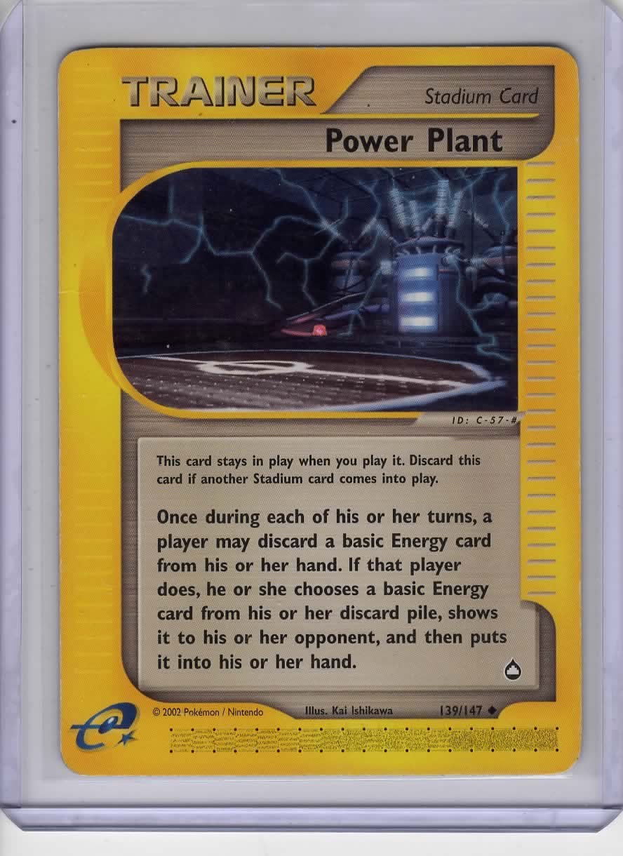Heavy Play Pokemon TCG Power Plant Non Foil 139/147 Aquapolis