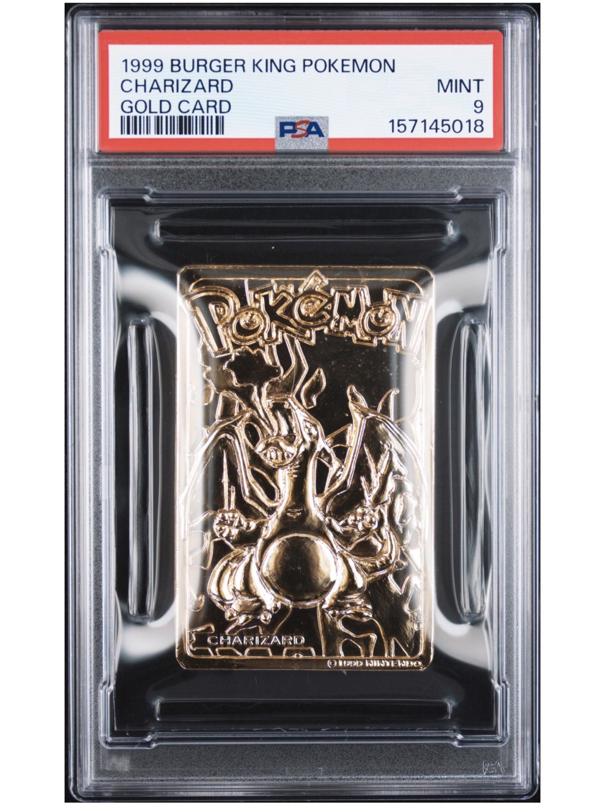 1999 Burger King Pokémon Charizard #06 23K Gold Plated Promo PSA 9 MINT
