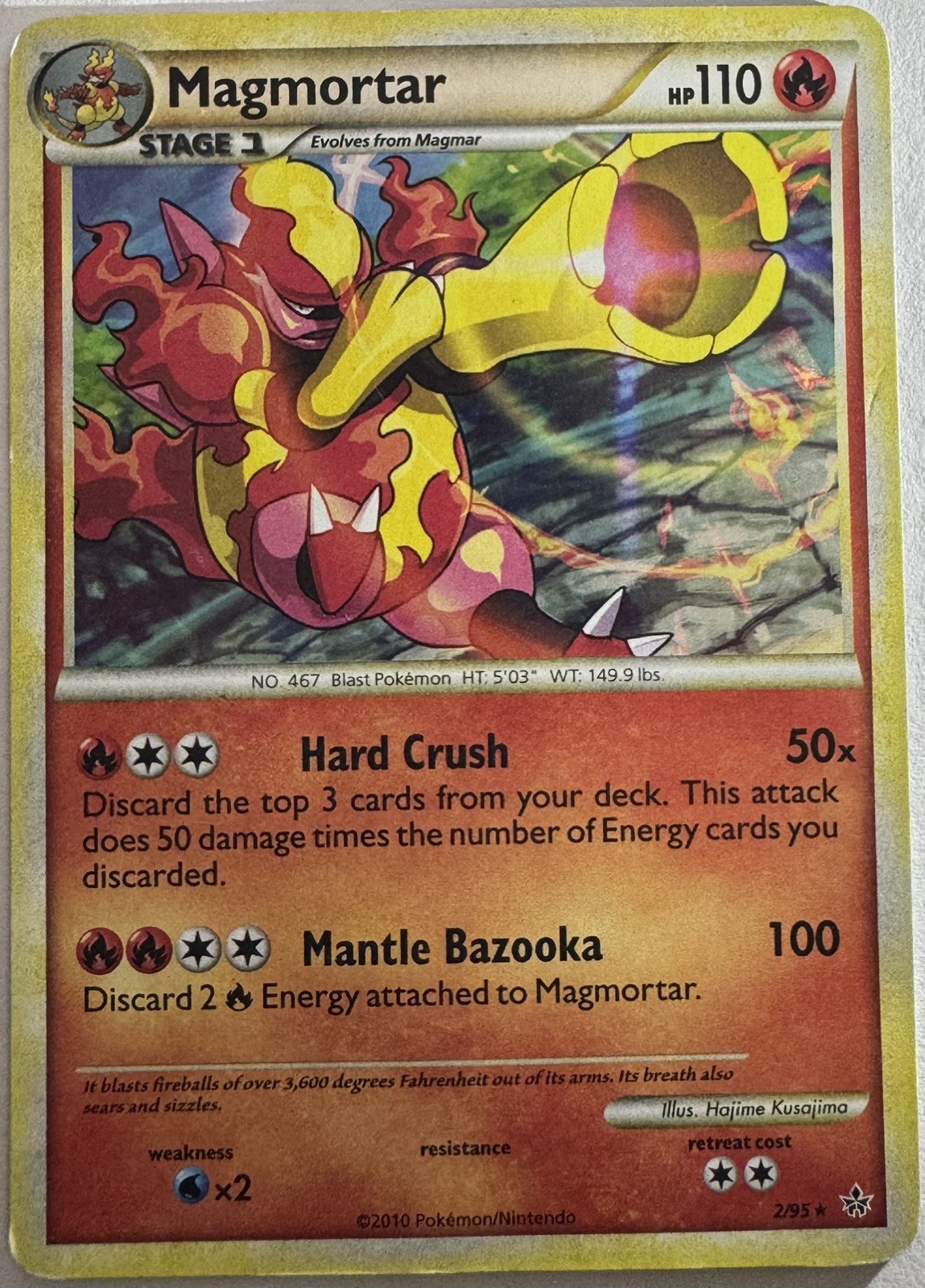 Magmortar 2/95 HGSS Unleashed Exclusive Cracked Ice Holo Rare Pokemon Card