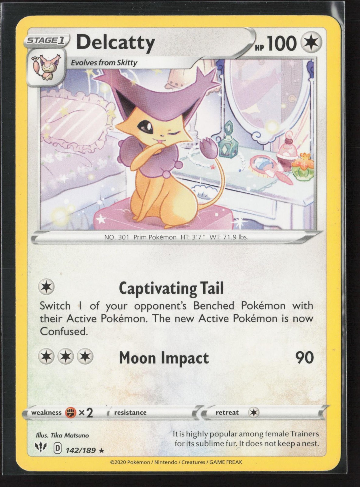 Delcatty 142/189 Rare Darkness Ablaze Pokemon Lightly Played