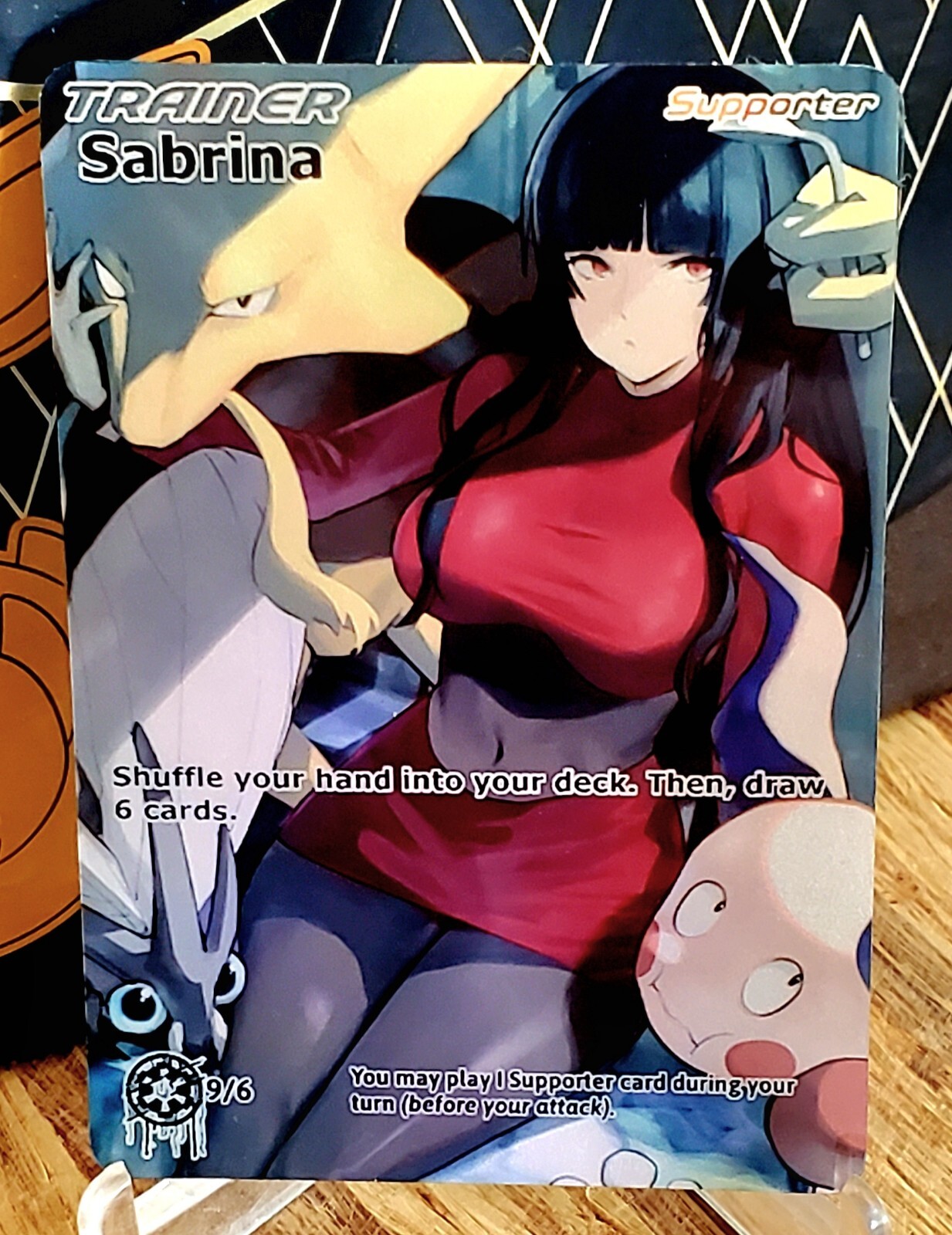 Pokemon Sabrina Anima Waifu Sexy Doujin  ACG DIY Trainer Full Art Card Holo