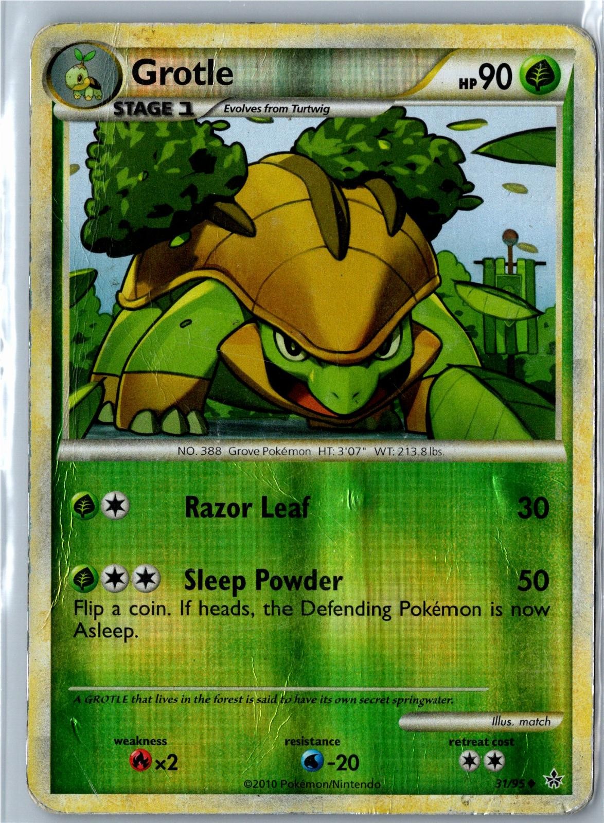 Grotle – 31/95 – HGSS Unleashed – Uncommon Reverse Holo – Damaged