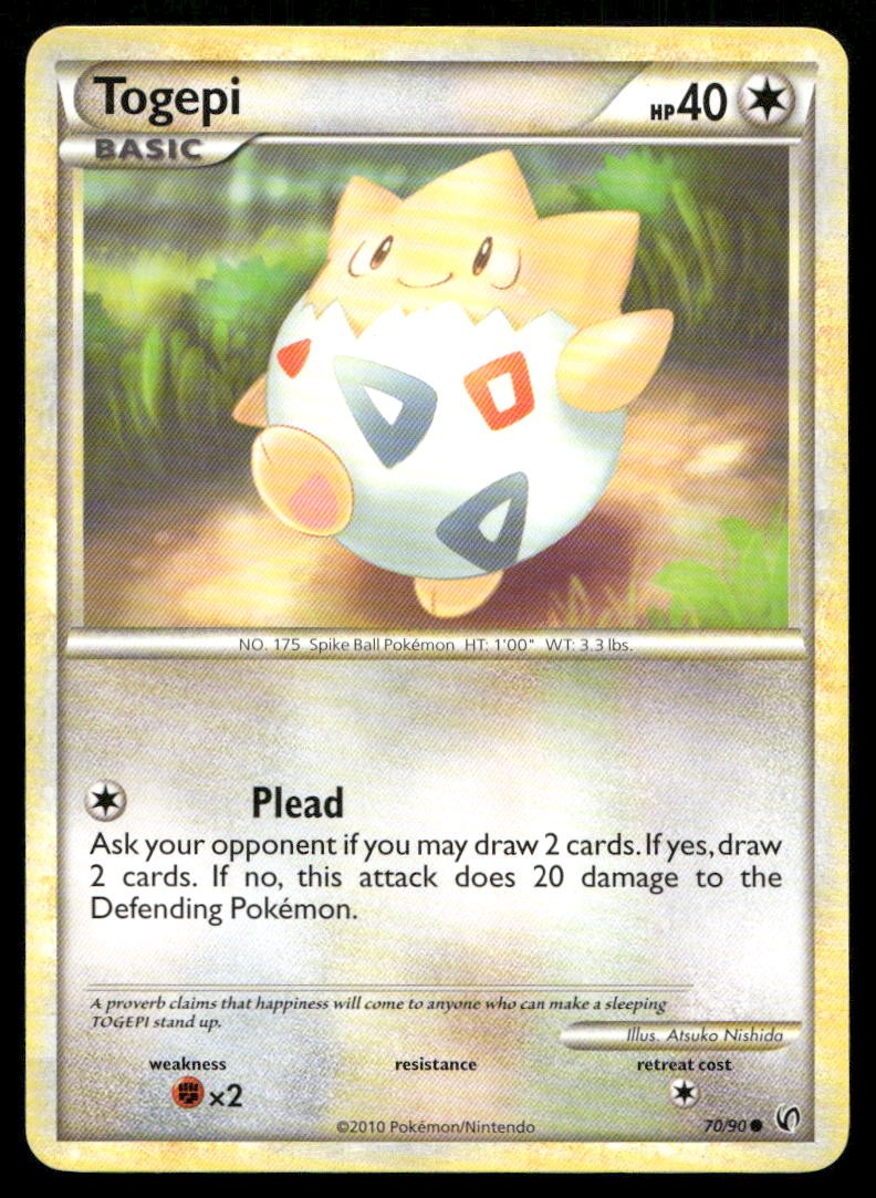 Togepi 70/90 Common HGSS Undaunted Pokemon Heavily Played