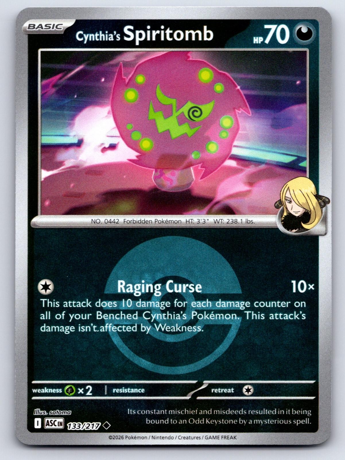 Cynthia’s Spiritomb (Poke Ball) 133/217 Ascended Heroes Pokemon Reverse Holo NM