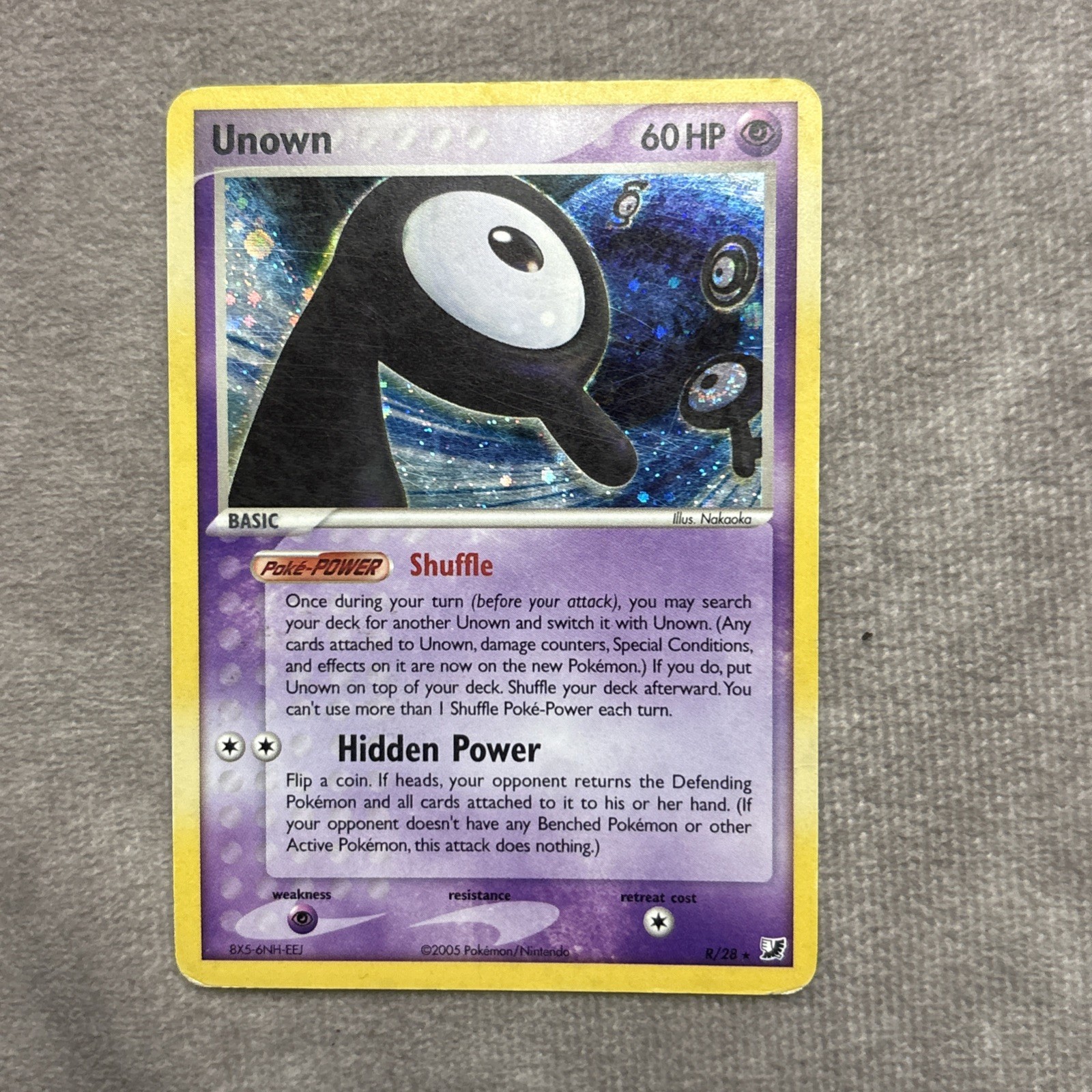2005 Pokemon EX Unseen Forces Unown R R/28 Holo Rare Vintage