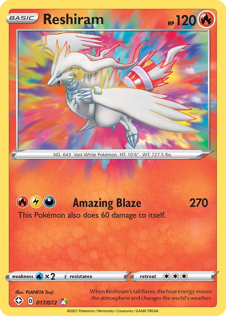 Pokemon Reshiram 017/072 Shining Fates Amazing Rare NM EN