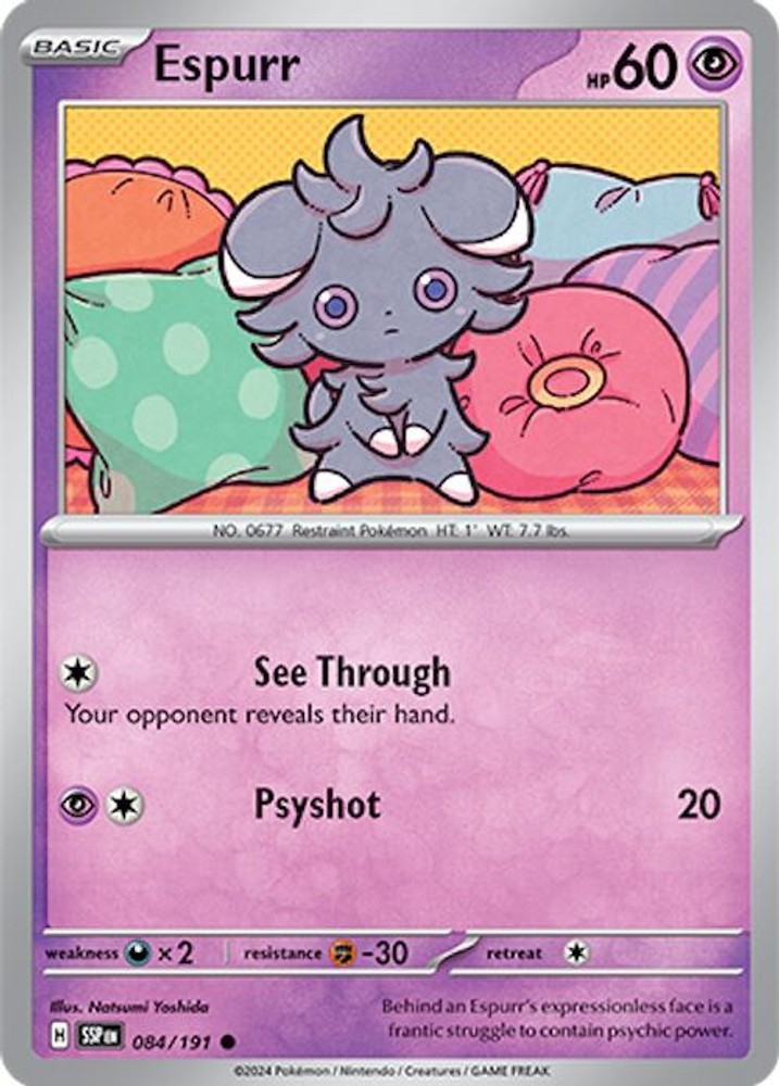 Espurr SSP 084/191 Pokémon SV08: Surging Sparks Common EN NM