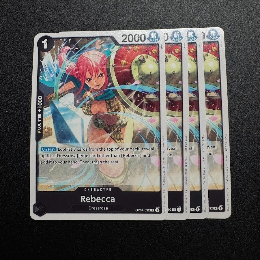 4x Rebecca Tournament Pack 2025 Vol. 2 OP04-092 – One Piece Promotion Cards NM